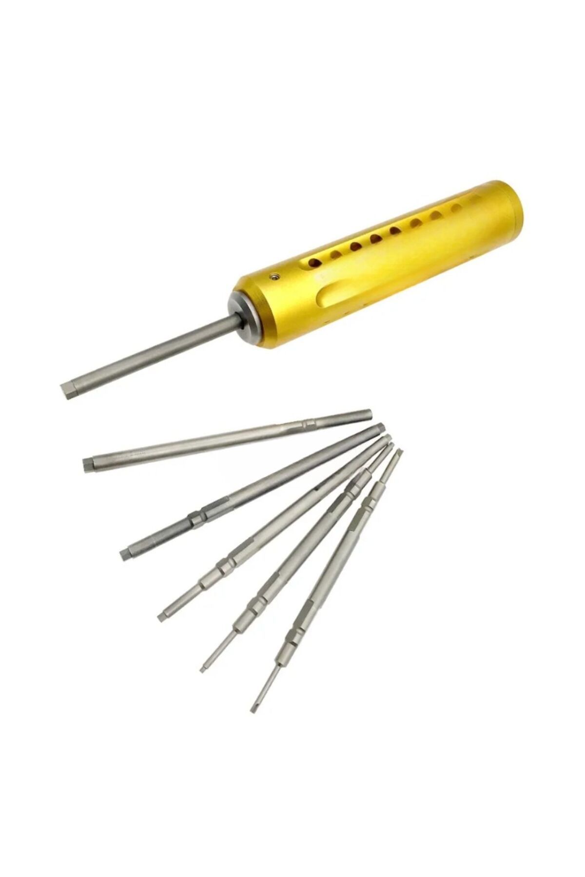 barishan medikal Gold 7 Parça Ortopedik Kemik Tornavida Seti Çift Başlık Torx Yıldız/Altıgen Hızlı Kavrama Kolu Ortop