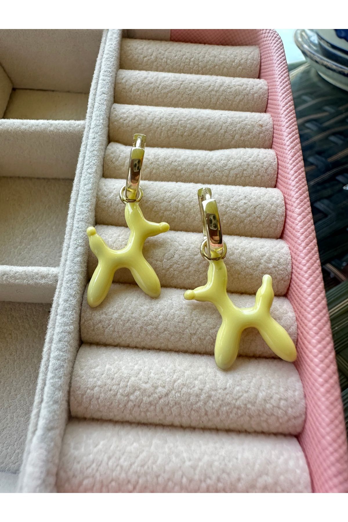 Kids fashion in Love Butter yellow Balon Köpek 925 Ayar Gümüş Küpe