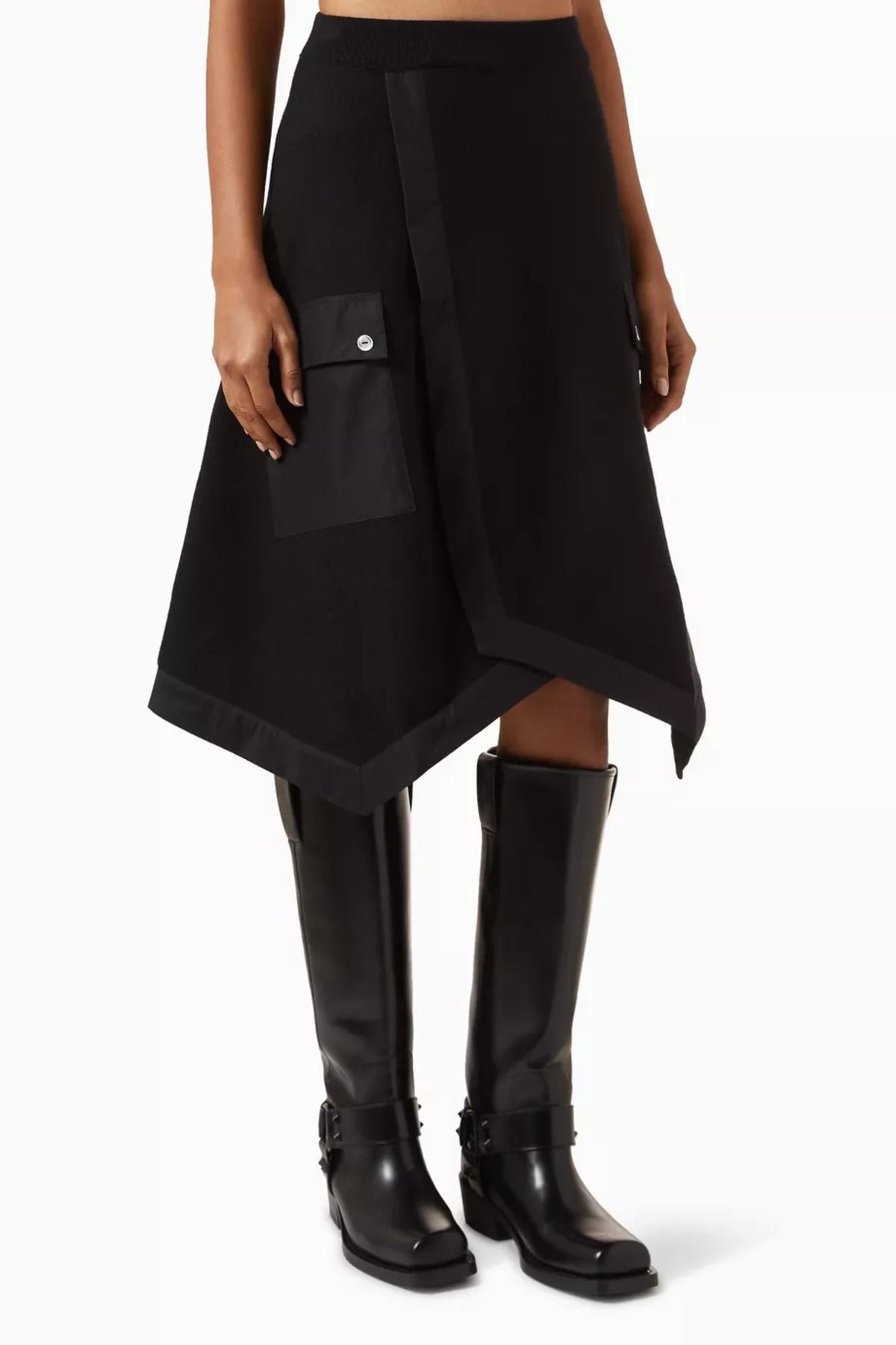 3.1 Phillip Lim Siyah Utility Poplin Etek Asimetrik Kesim ve Fonksiyonel Cep Detaylı