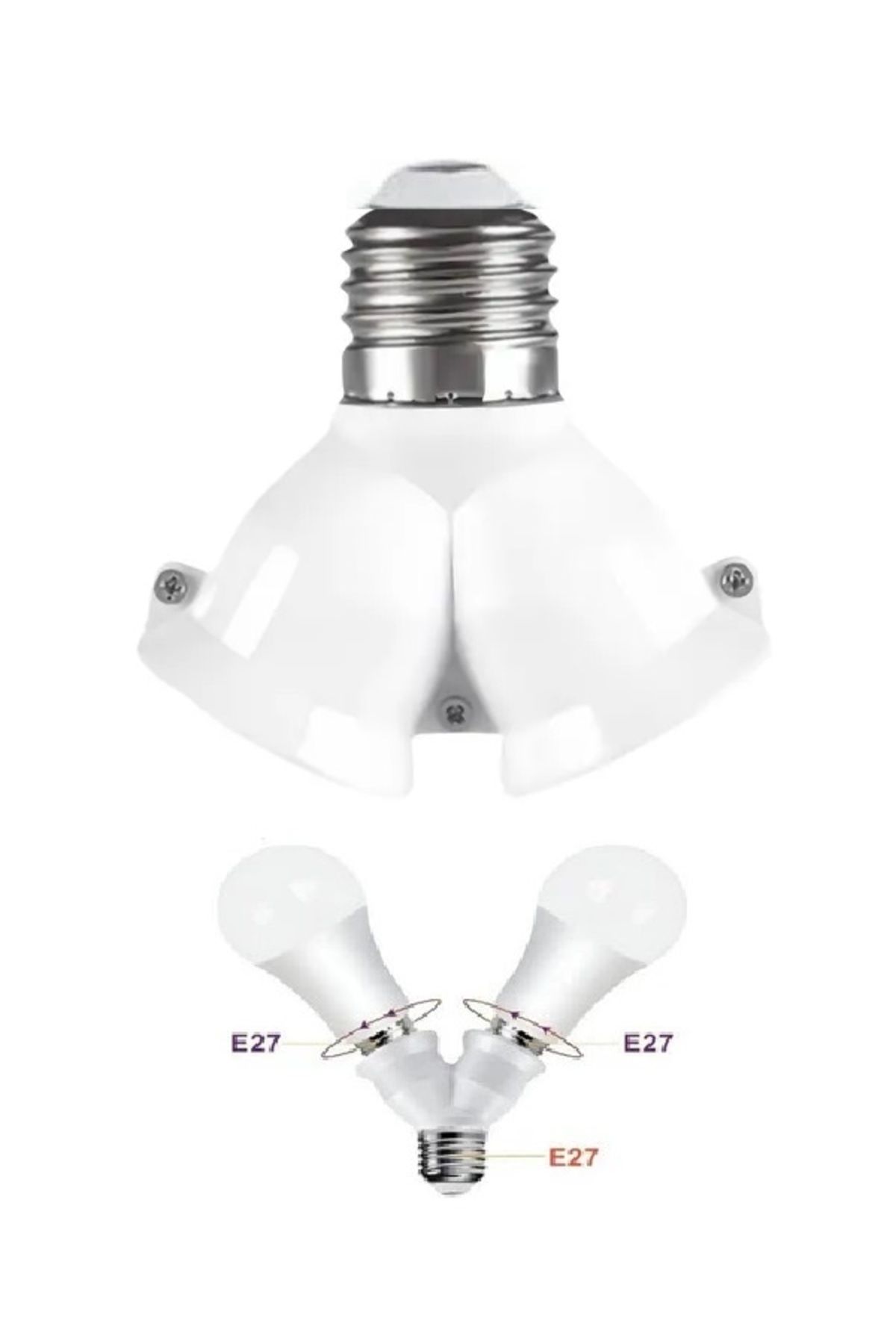 Vwin E27 Duy Çoğaltıcı Ampul Led Taban 2xE27 Dönüştürücü