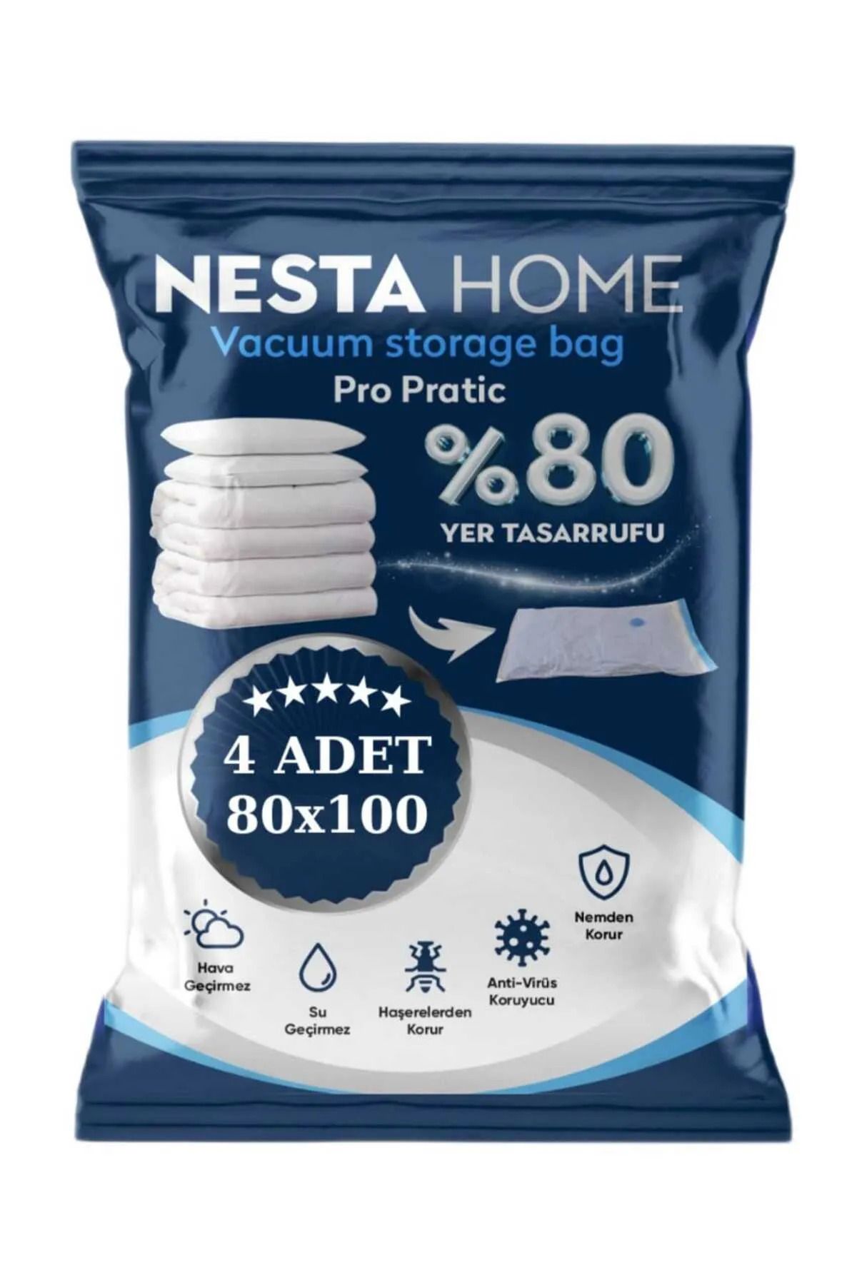 teknotrust 4 Adet 80x100 Cm Vakumlu Hurç ve Poşet Seti, Lacivert, Düzenleyici