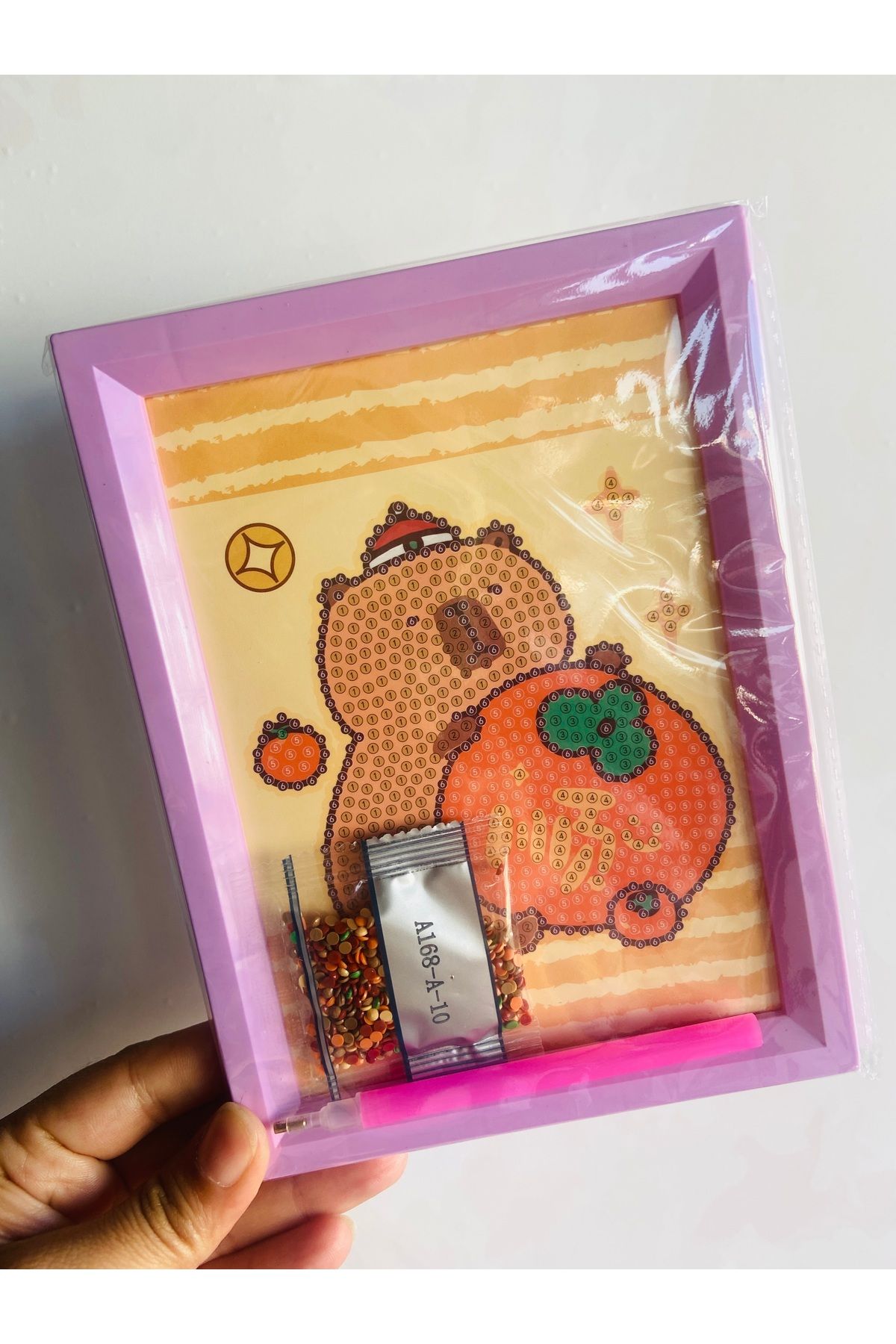 synshop Capybara Kapibara Elmas Mozaik Kendin Yap Boncuklu Taşlı Tablo (Çerçeveli) Sanat Kit Taşlama