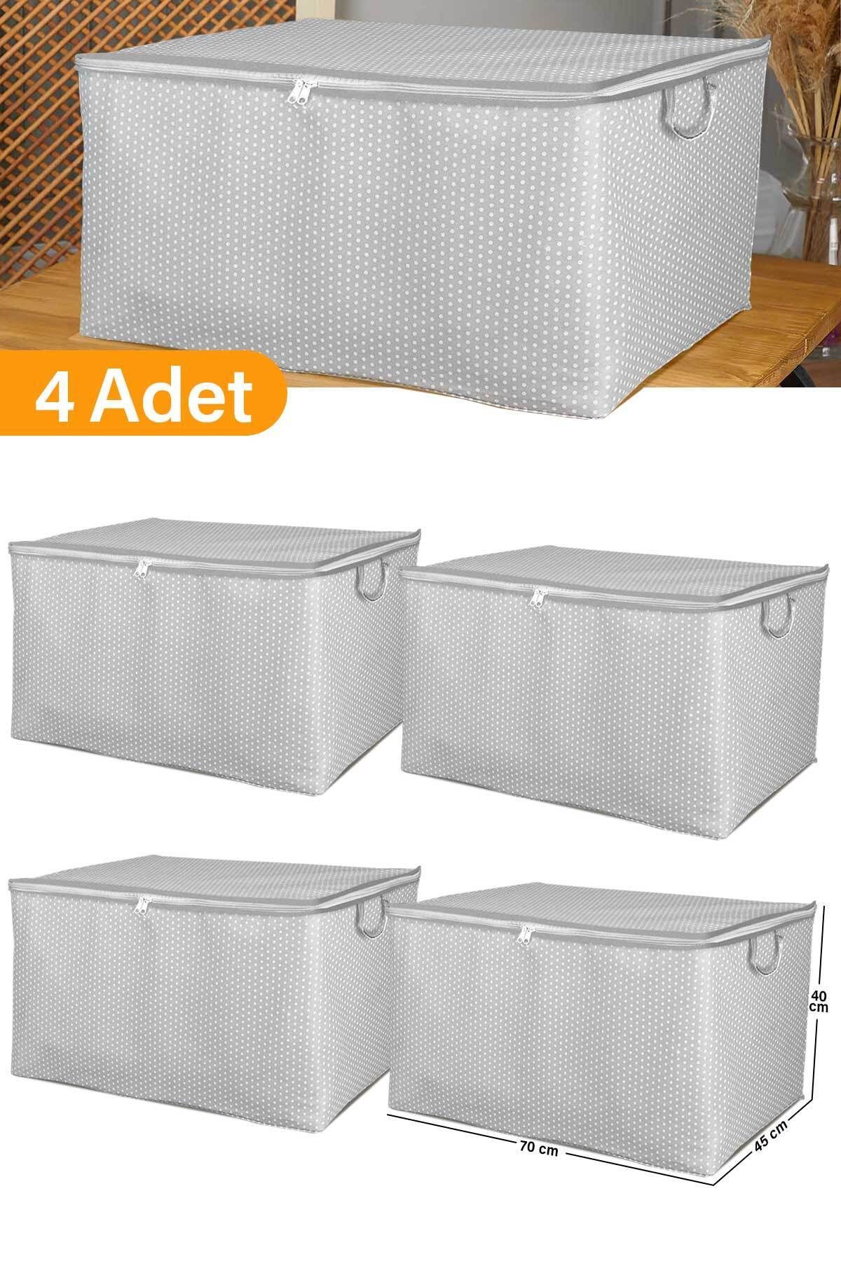 teknotrust 4'lü Gri Benekli Maxi Boy Yastık ve Battaniye Seti 70x45x40 cm