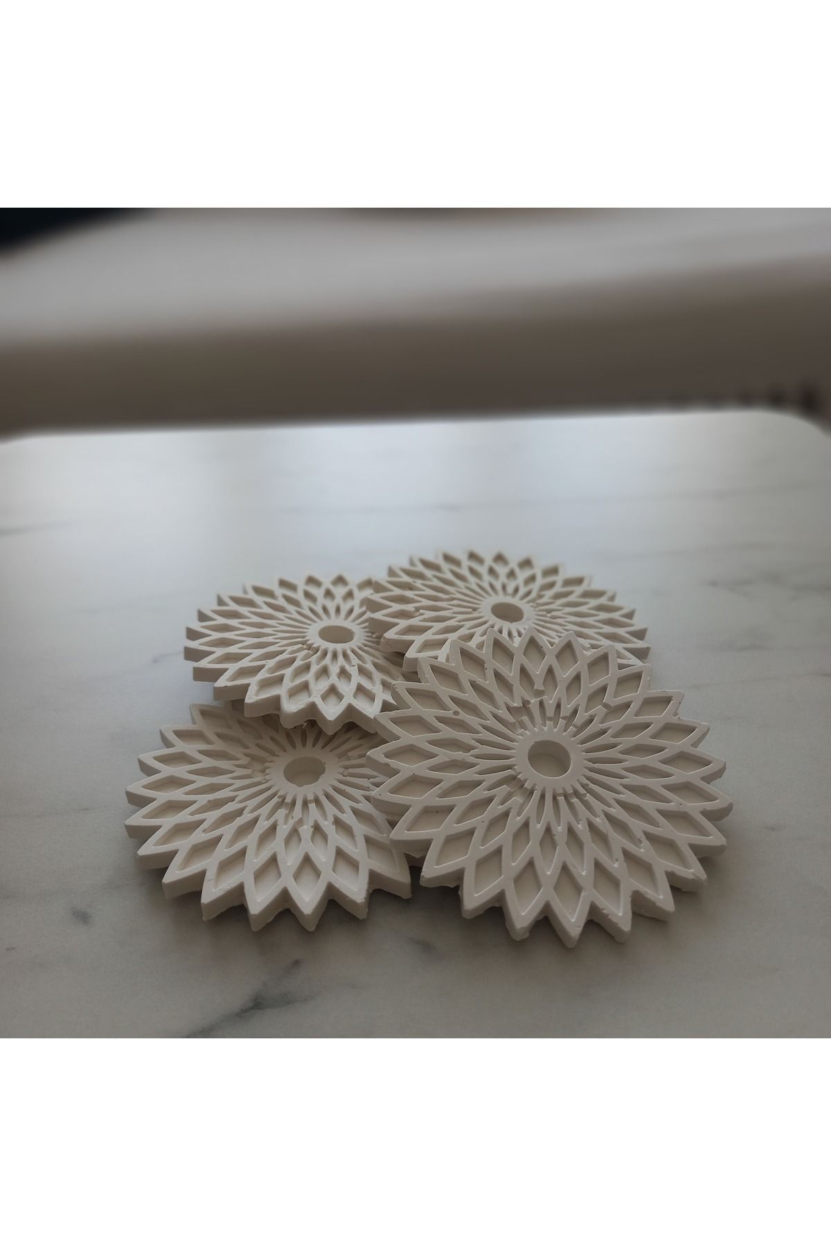 SEZSAN HOME Çiçek Desenli Bardak Altlığı 4'lü Set