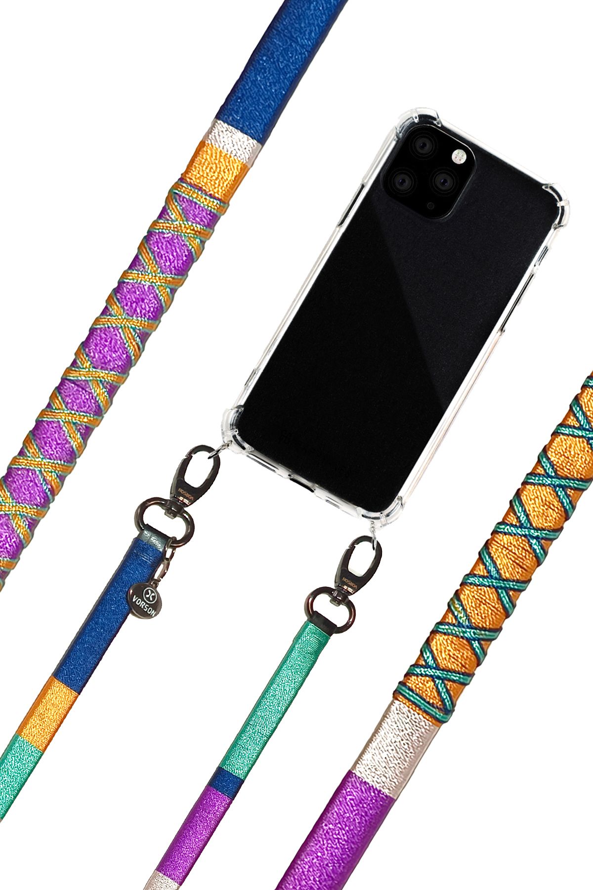 Vorson El yapımı iphone 15 uyumlu kılıflı telefon askısı Viola