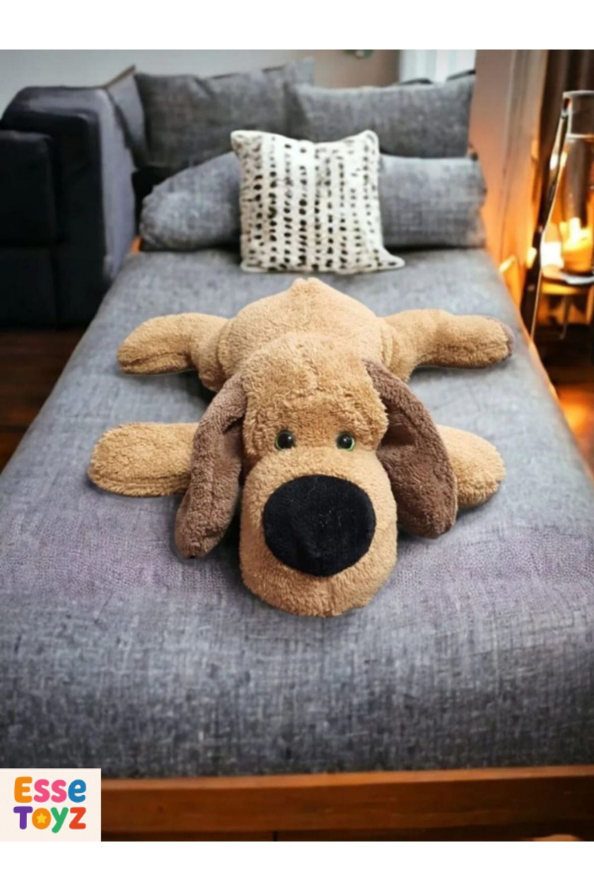 Kids 45 cm Yatan Köpek Peluş Oyuncak – Yumuşak Uyku ve Oyun Arkadaşı Peluş Yastık