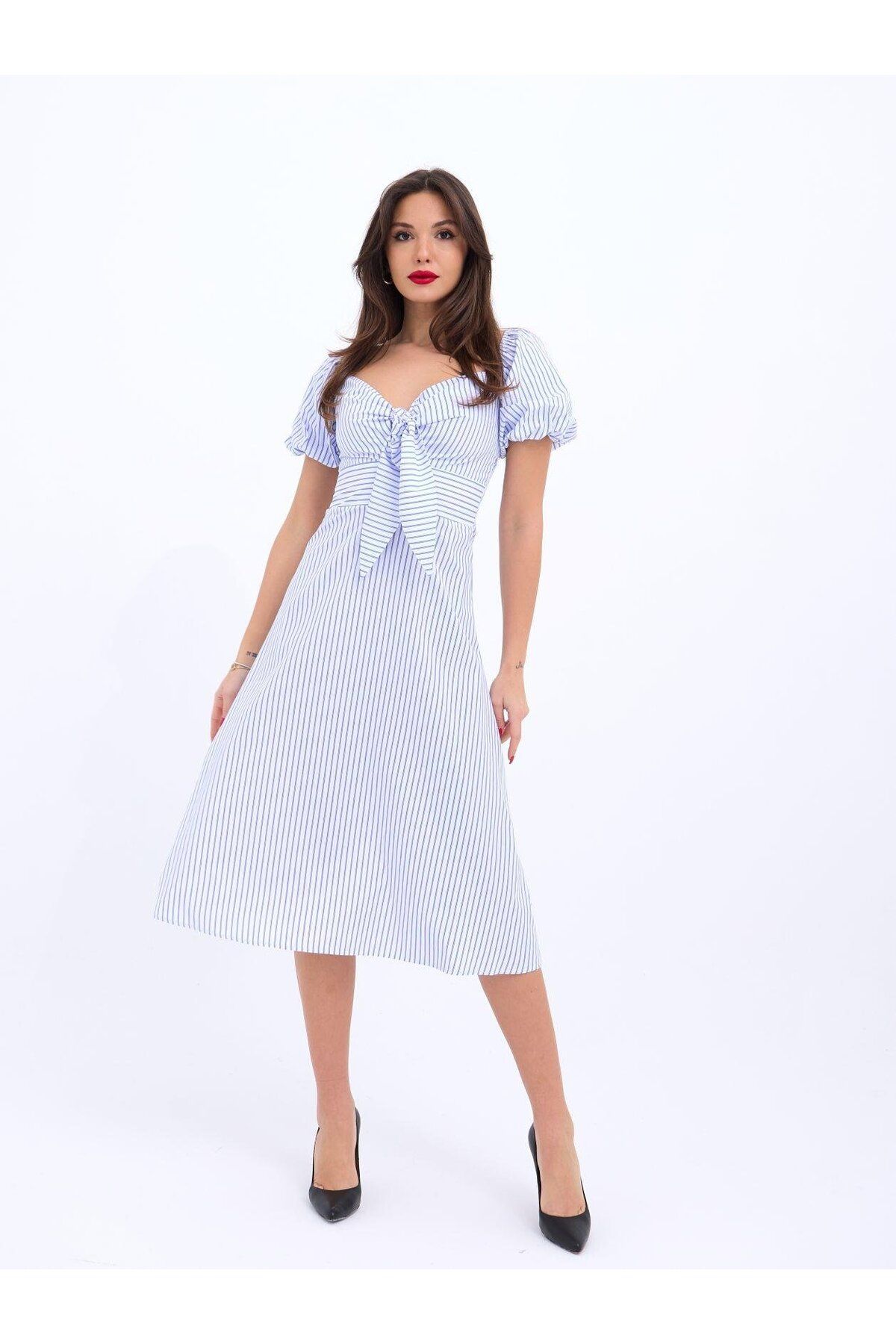 ETİLER COLLECTION 5948 ELBİSE-WASHİNGTON ÇİZGİLİ