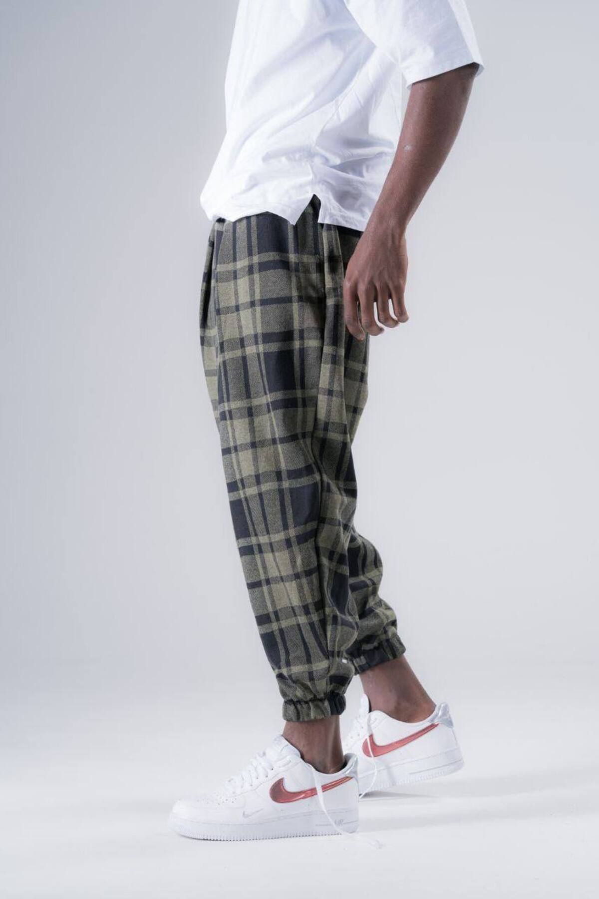 SUPERBLUE-Men's Patterned Khaki Baggy Jogger Baggy Trousers 3