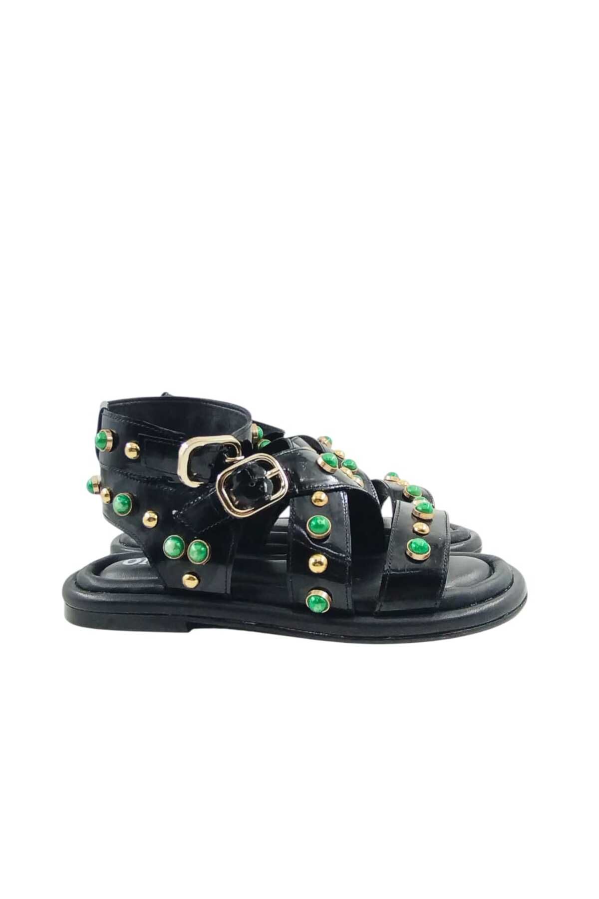 Oneka Shoes Kadın Günlük Rugan Sandalet Troklu 866425 KST1001