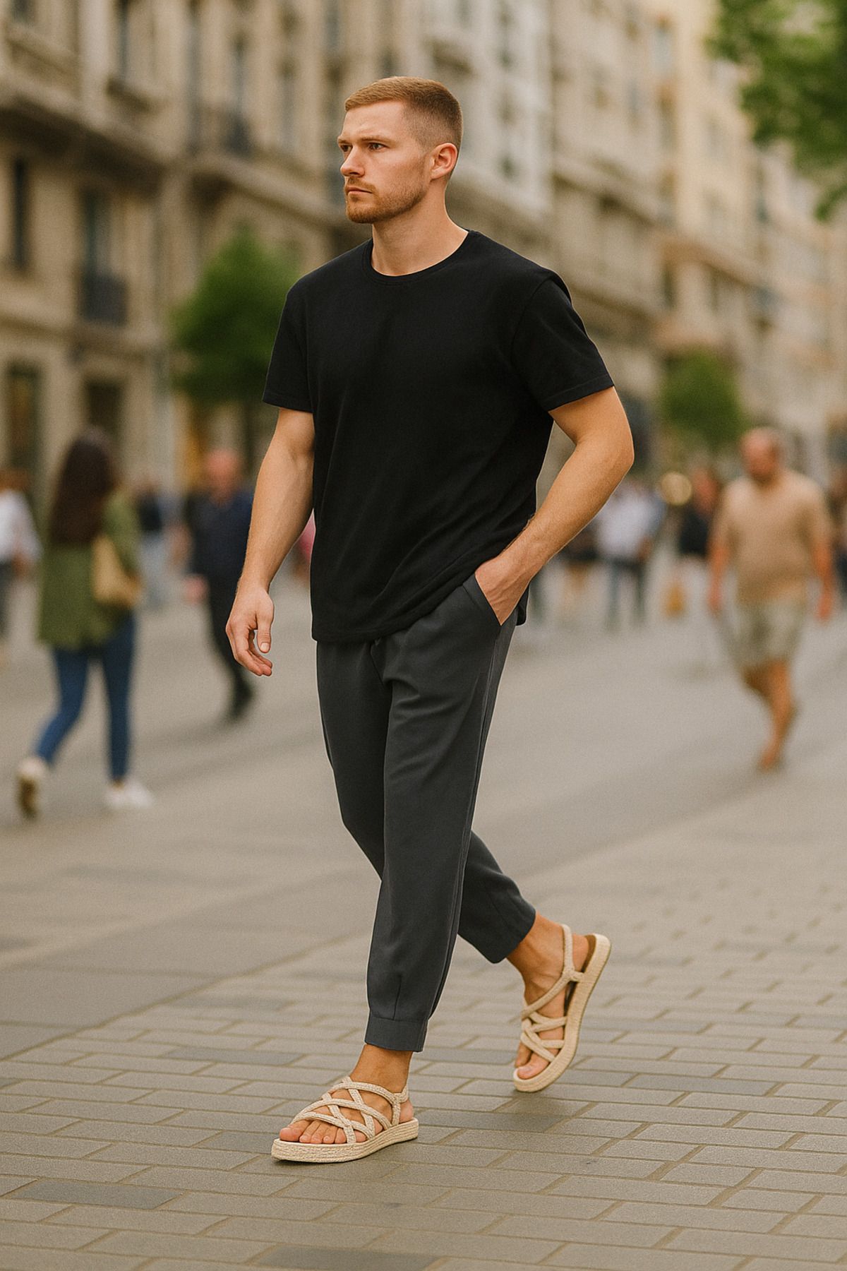 SUPERBLUE Erkek Bel Lastikli Bol Füme Jogger Şalvar Pantolon
