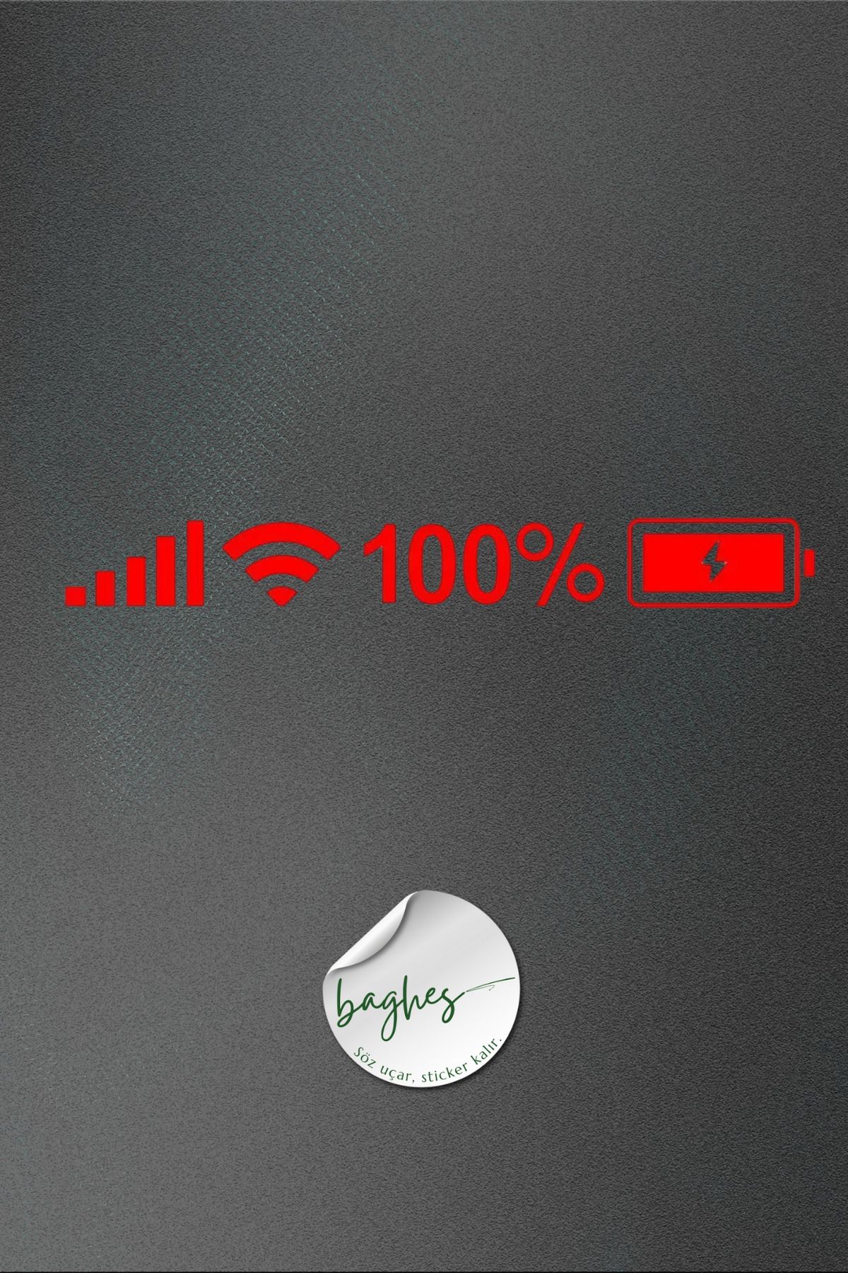 Baghes 25 X 3 Cm Batarya Pil Wifi Icon Oto Sticker Araba Cam Sticker