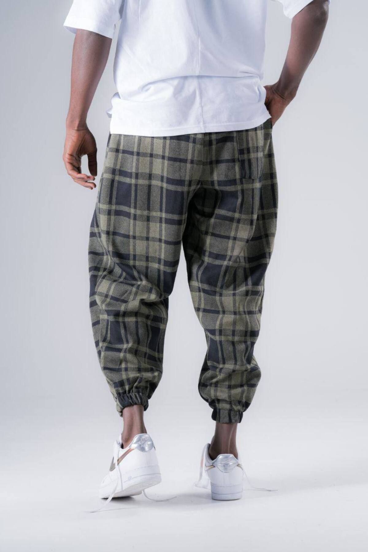 SUPERBLUE-Men's Patterned Khaki Baggy Jogger Baggy Trousers 4