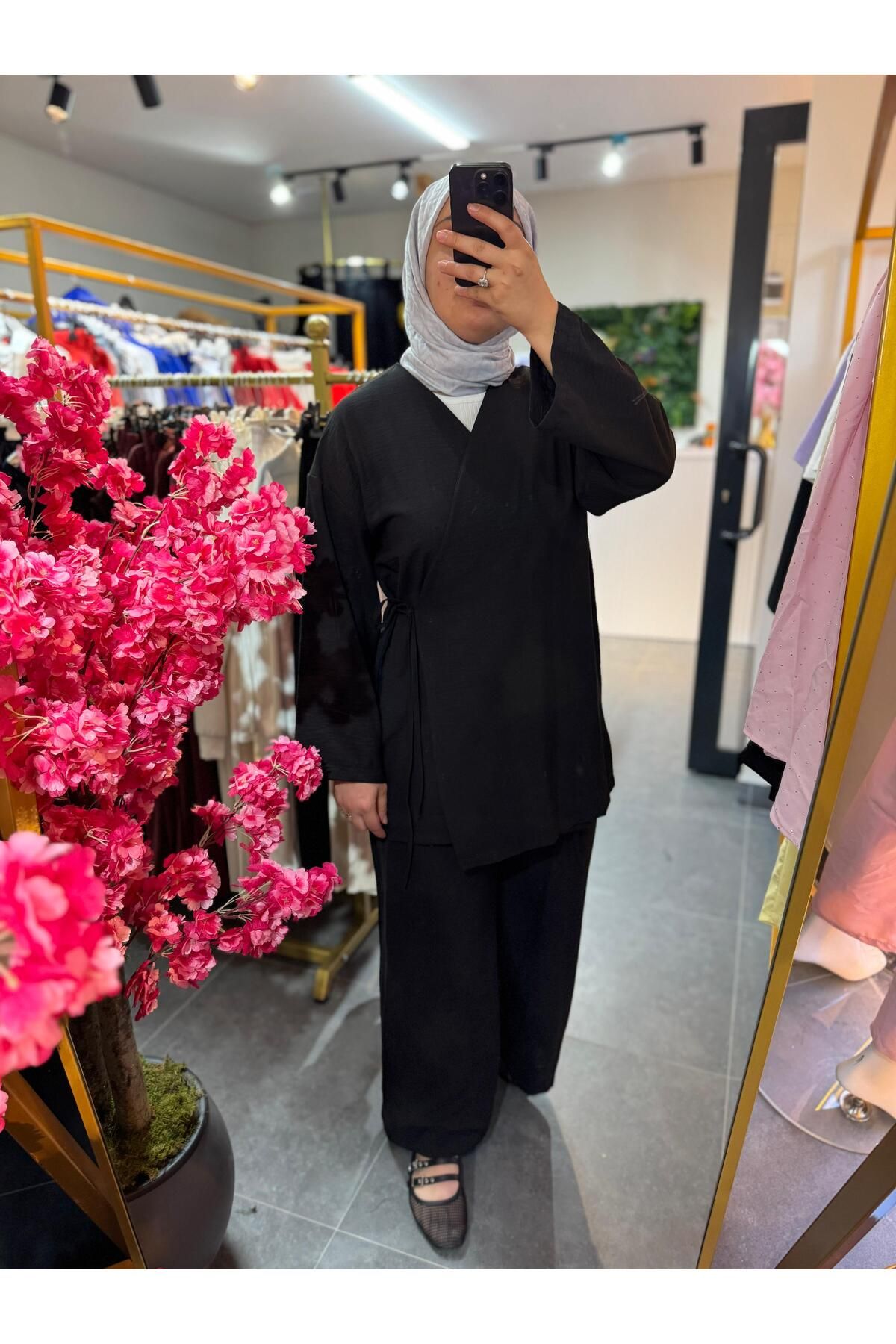 Büşra Fashion Keten Kumaş Bağlamalı Takım