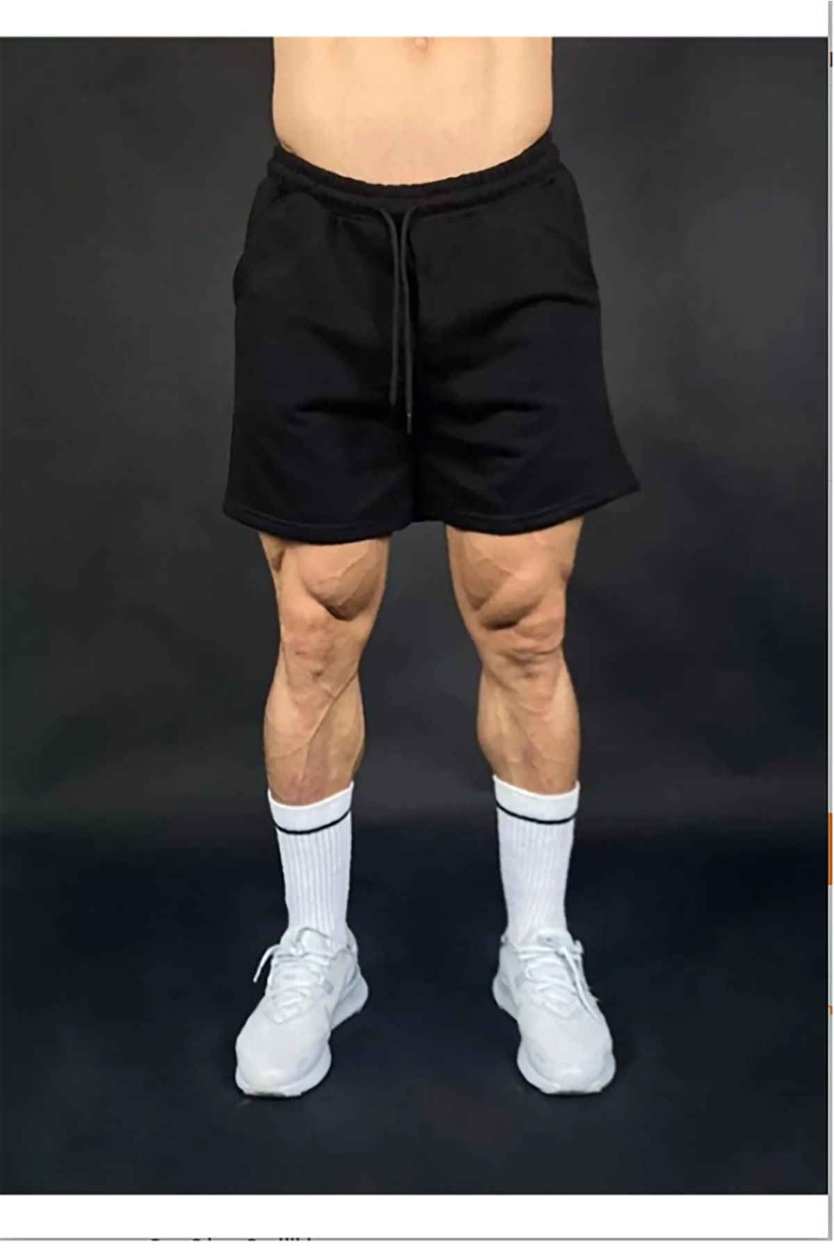 qavnas Unisex Siyah Beli Lastikli Cepli S-hort