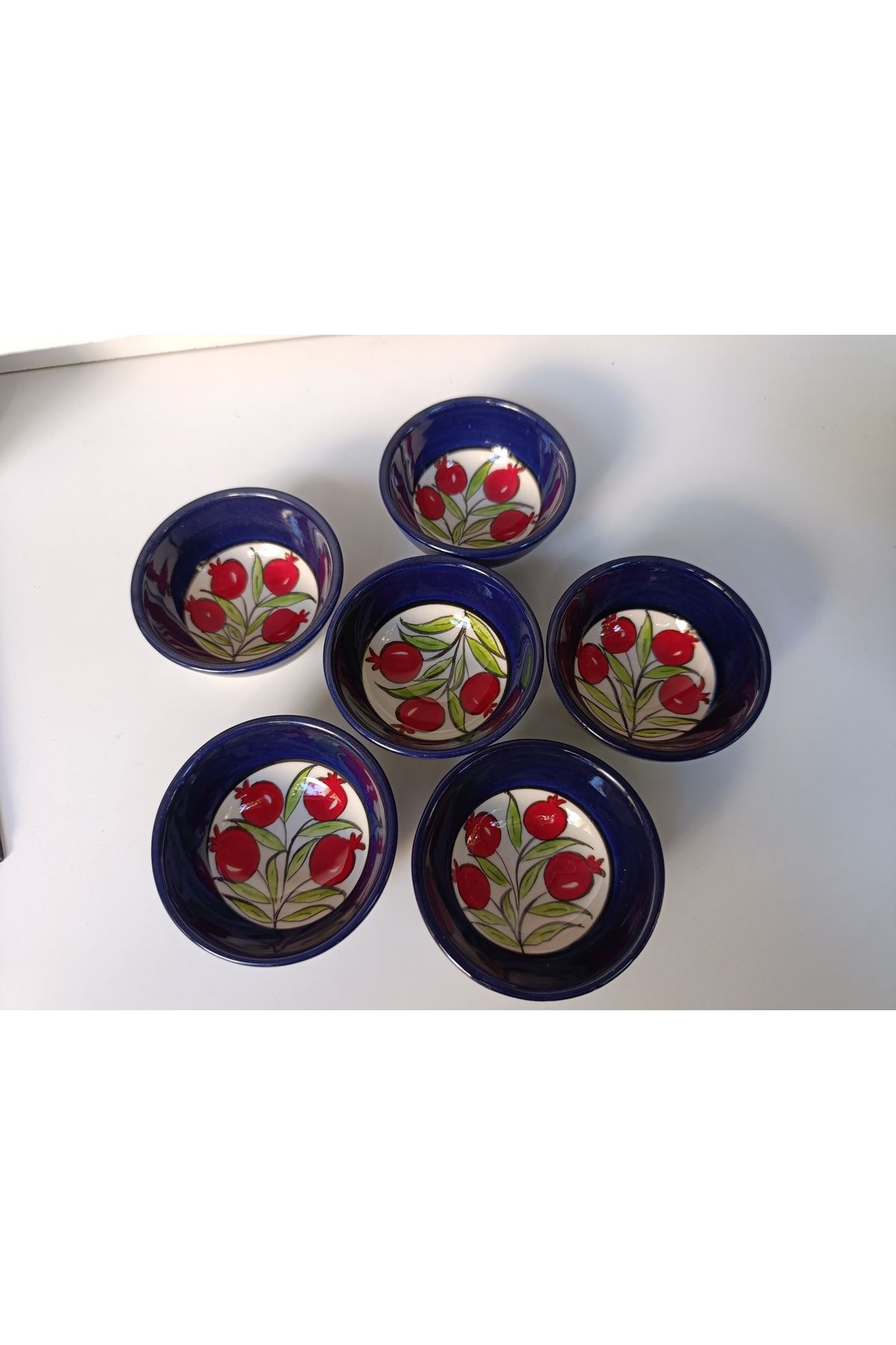 shop El yapımı 6'lı nar desenli 8 cm seramik kase sunumluk sosluk reçellik