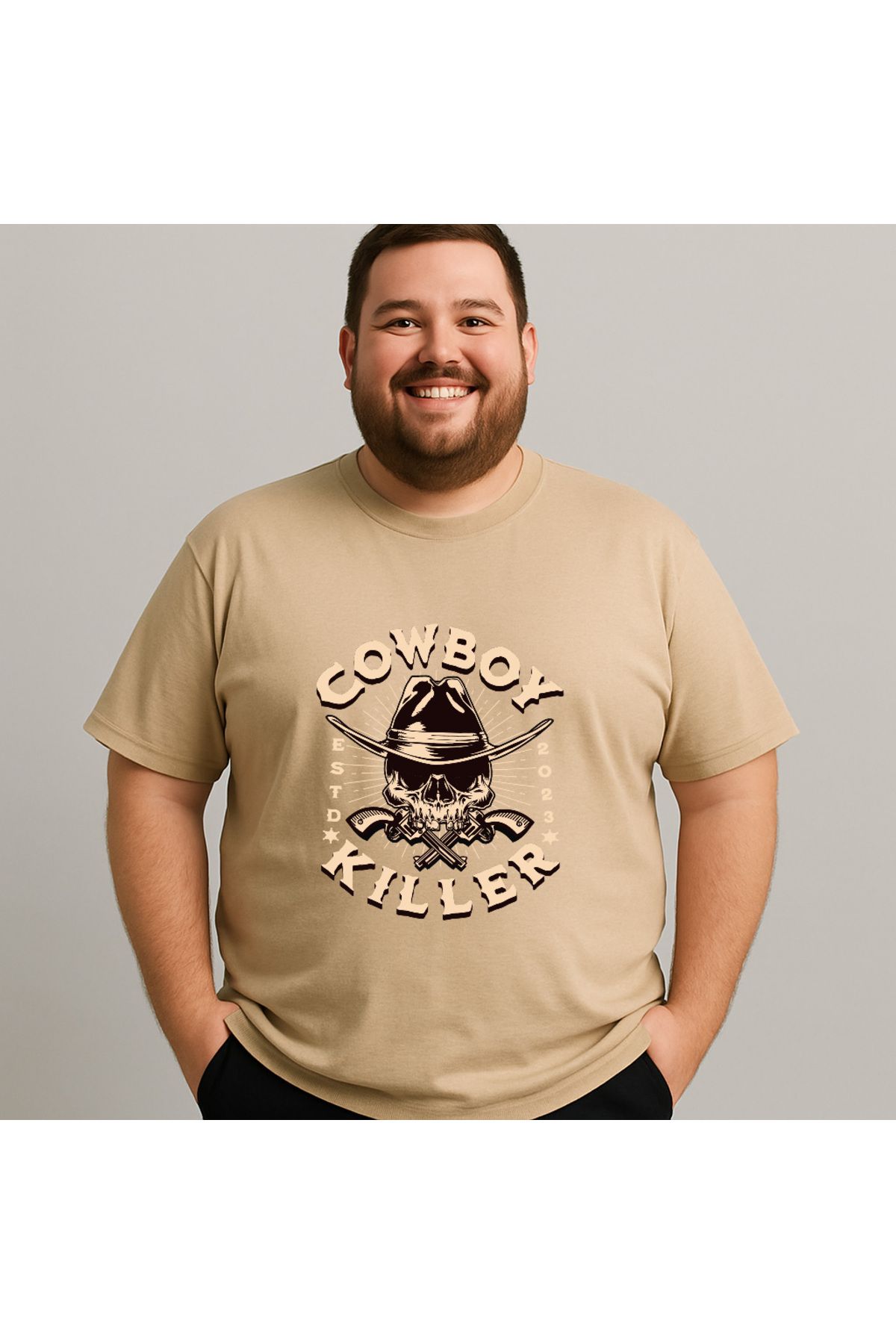 DogFish Bej COWBOYKILLER Baskılı Tişört Şıklığa Özel