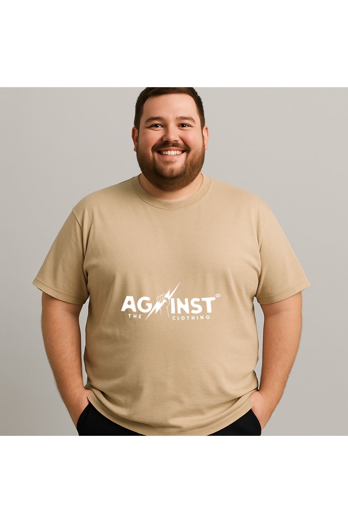 DogFish Bej AgainstTheClothing Baskılı Tişört %100 Pamuk Konforu