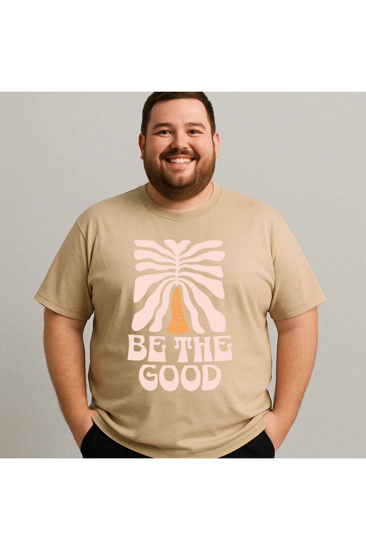 DogFish Bej BeTheGood Baskılı Tişört %100 Pamuk Konforu