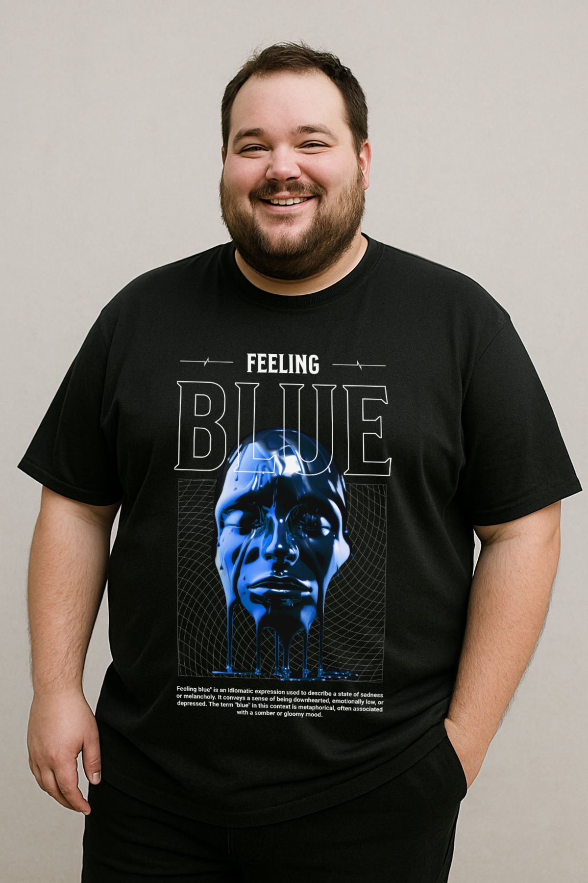DogFish Siyah FeelingBlueTshirt Baskılı Tişört Gün Boyu Rahatlık