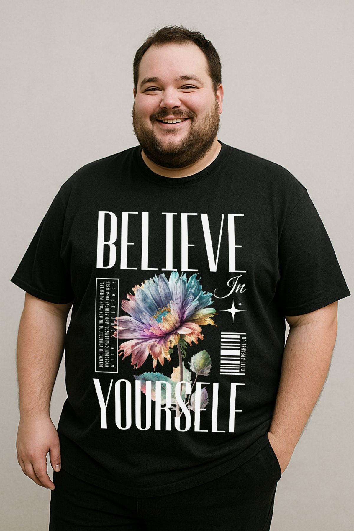DogFish Siyah Believeinyourself Baskılı Tişört Tarzın Tamamlayıcısı
