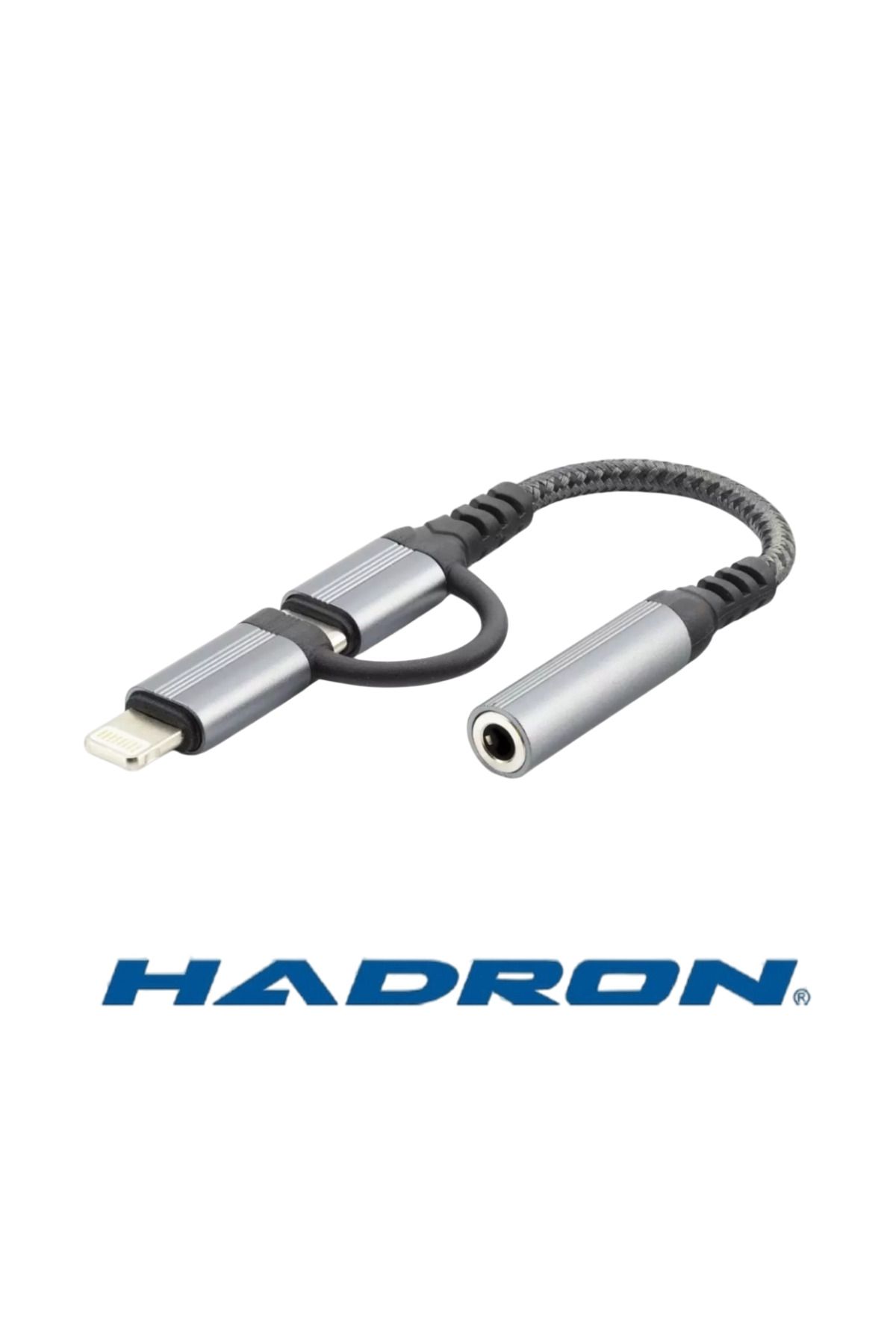 HADRON GJ-026 Type-C + Lightning 3.5mm Ses Adaptör Kablosu Siyah