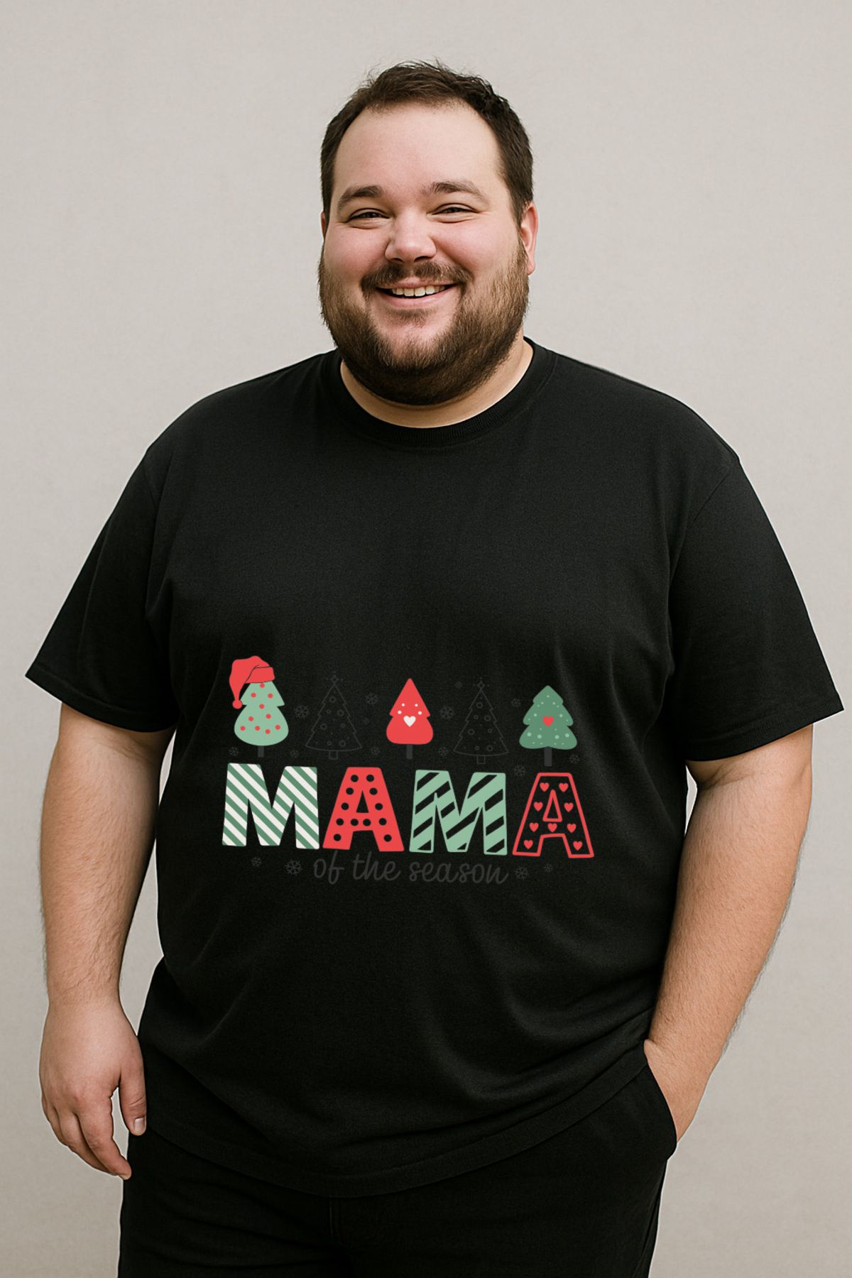 DogFish Siyah MamaoftheSeasonChristmasShirtDesign Baskılı Tişört Gün Boyu Rahatlık