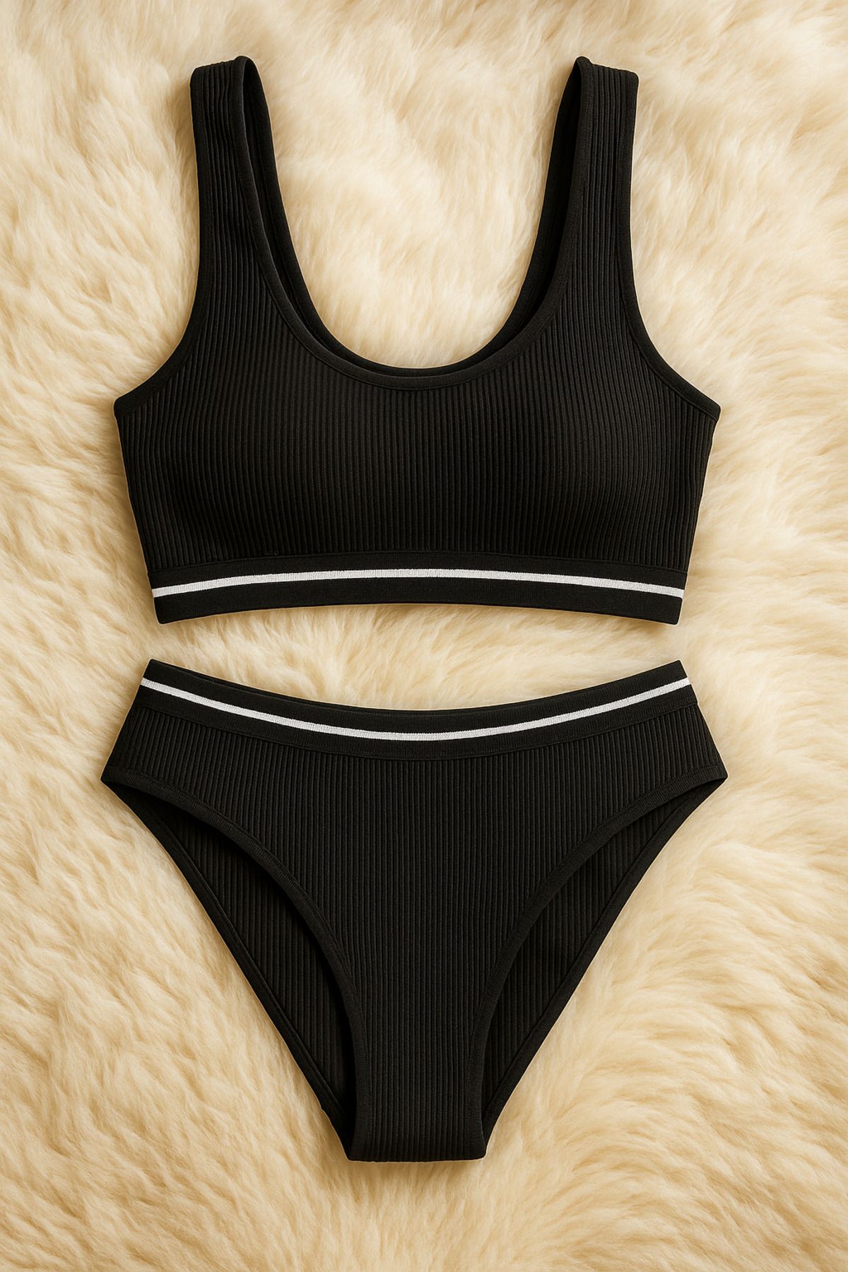 Loule Kadın Giyim Kaşkorse Penye Pedli Büstiyer & Bikini Külot İkili Takım LL.K45.O011.001