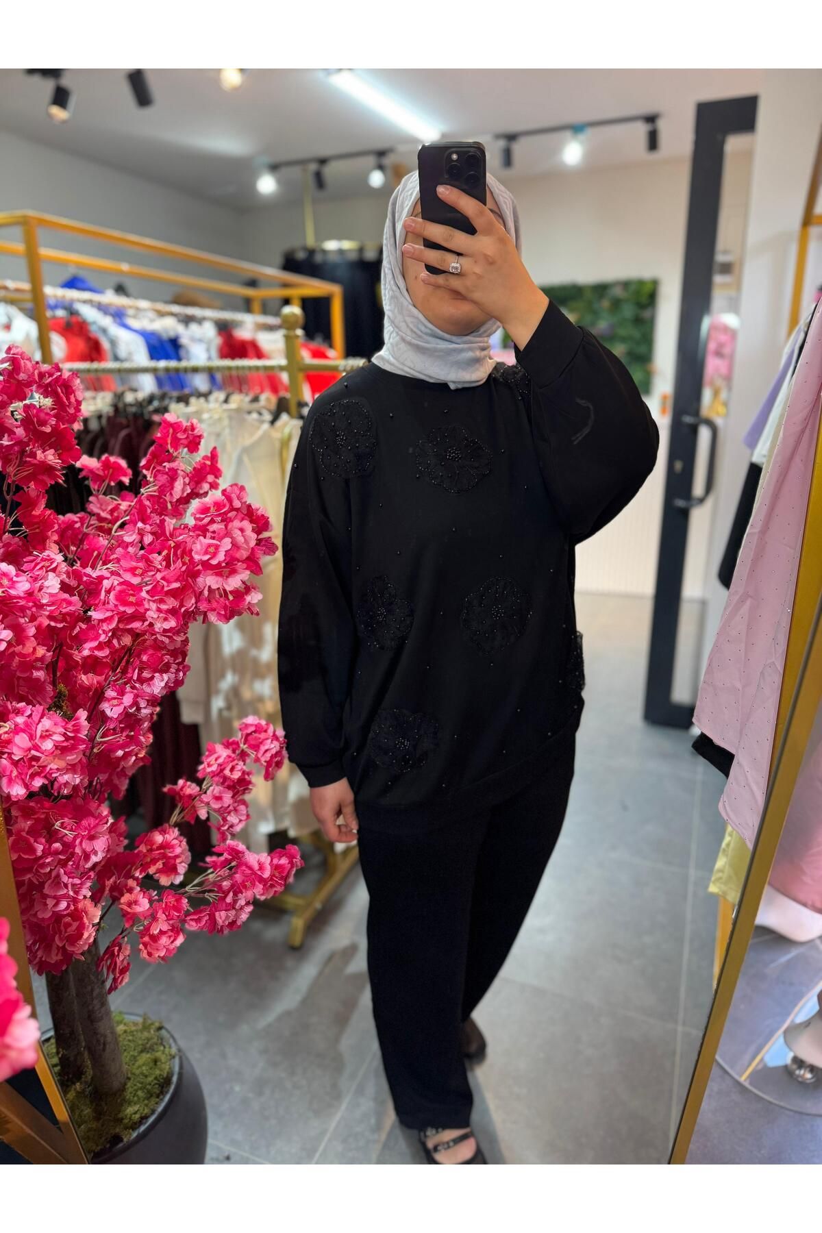 Büşra Fashion Tül ÇİÇEK VE İNCİLİ TAKIM