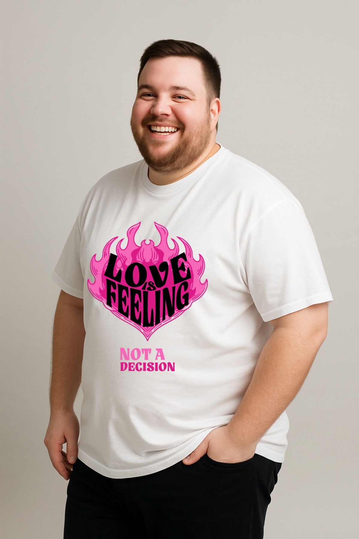 DogFish Beyaz LoveisFeeling Baskılı Tişört %100 Pamuk Konforu