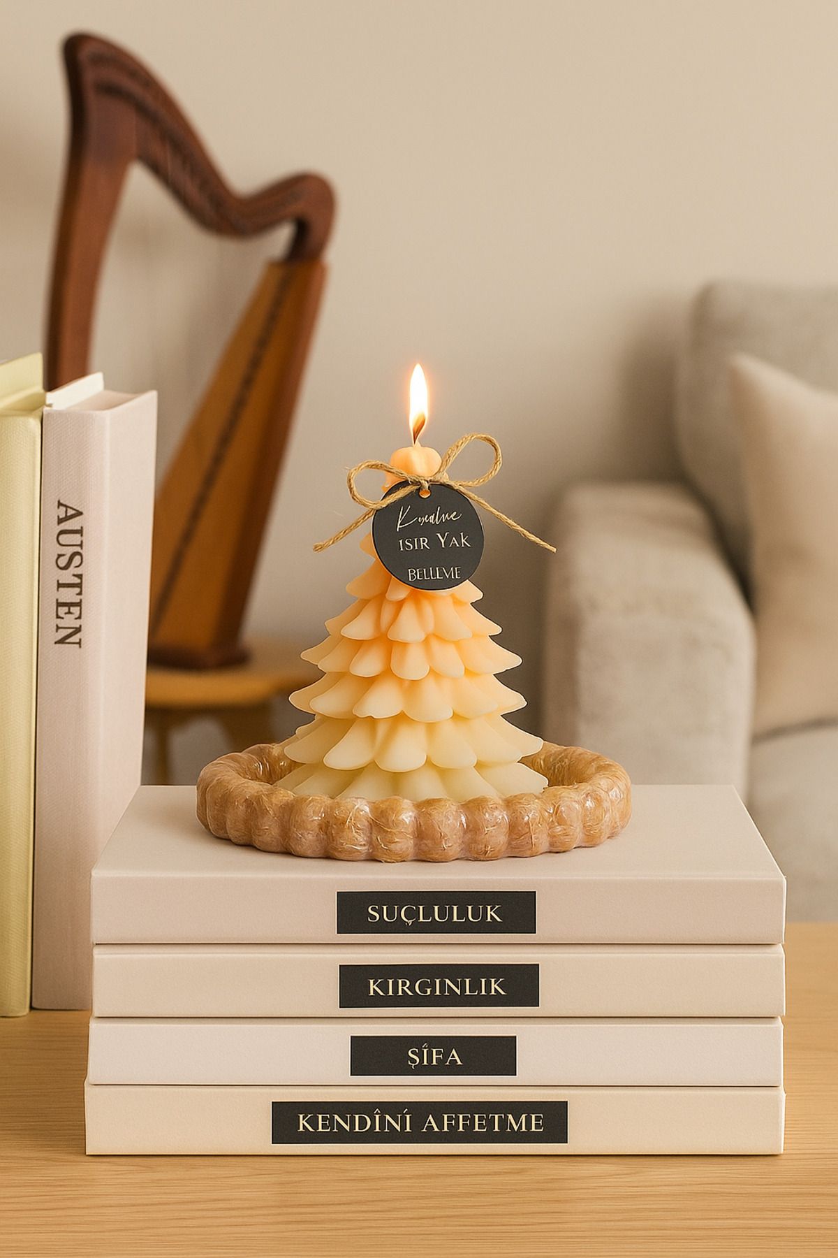 Handmade Dekoratif mum ve tabağı bellevie candles