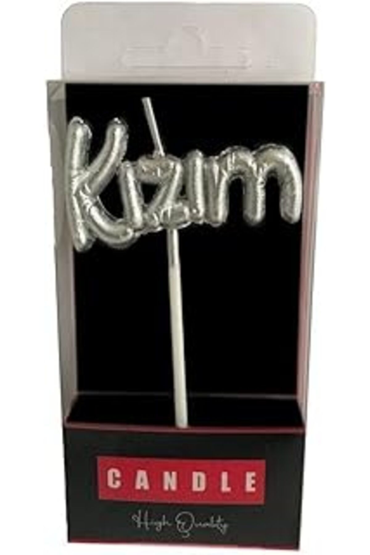 Roses Store Kızım Yazılı Folyo Balon Şekilli Gümüş Mum Mum1002-5