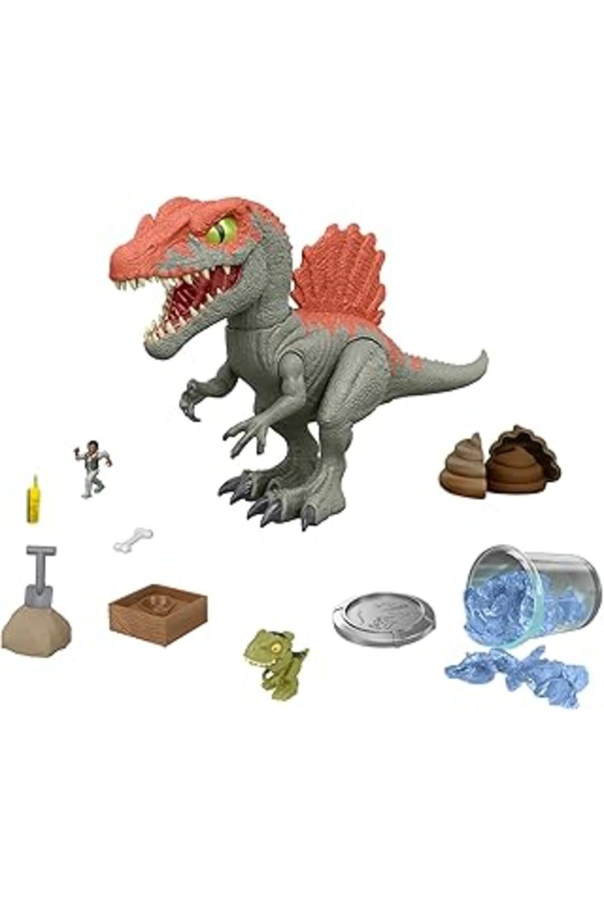 Pazarcan Jurassic World Cage Crasher Spinosaurus Dinozor Aksiyon Figürü Ve Kutudan Çıkarma Oyuncağı, Kum Ve