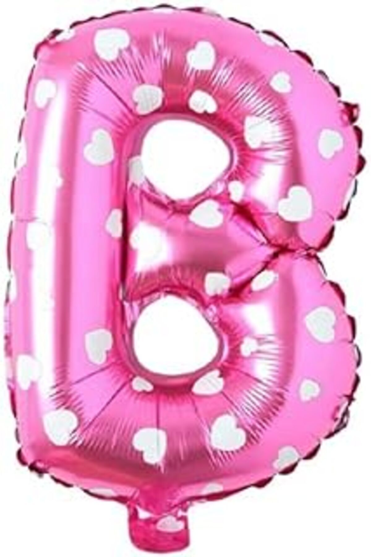 Karachil Parti Vitrini B Harfi 16 Inç Pembe Kalpli Renk Folyo Balon 36 Cm (PEMBE)