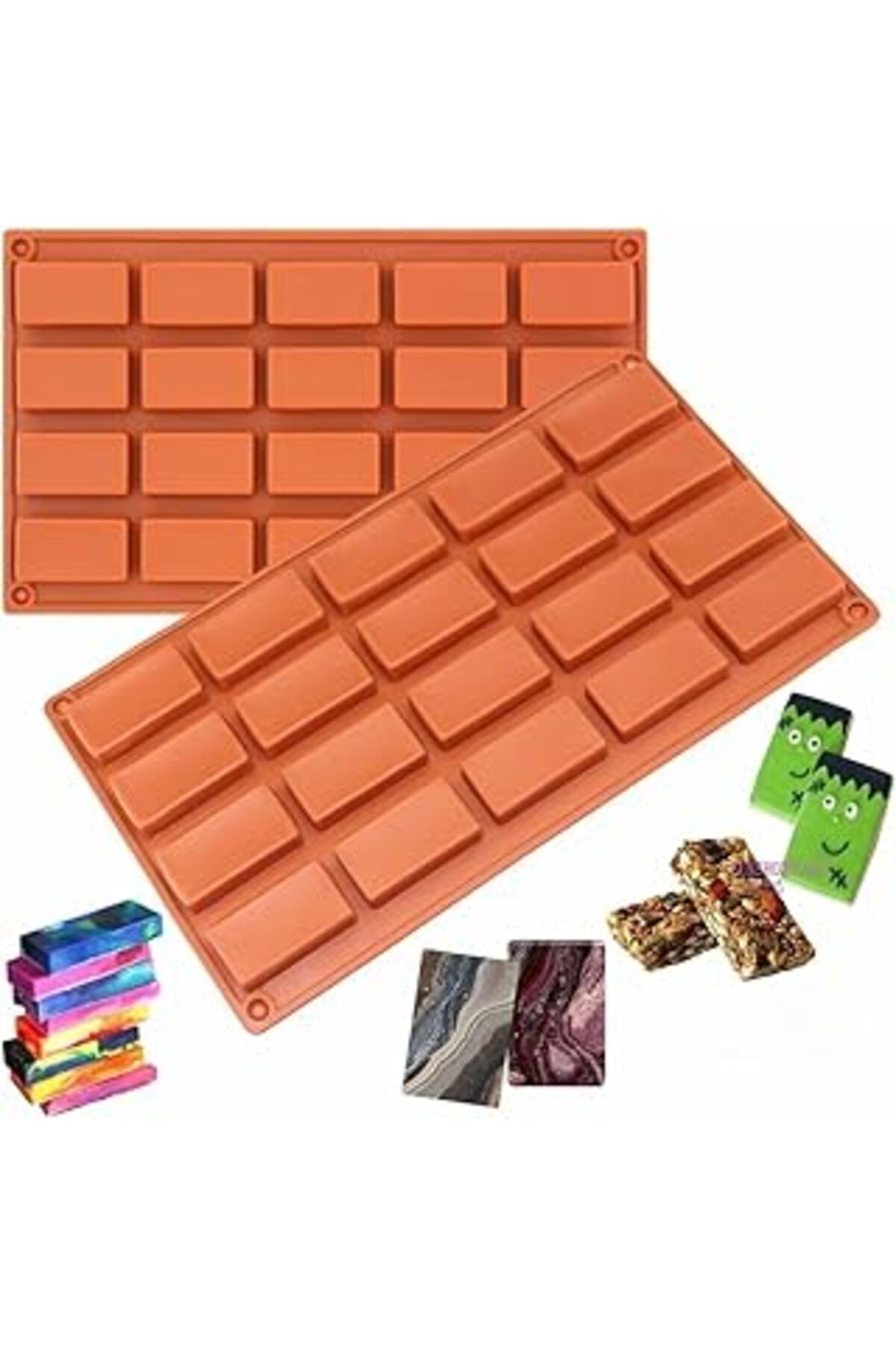Roses Store Silikon Dikdörtgen Reçine-Epoksi-Polyester-Sabun Kalıbı 20’Li Silikon Sarı Sarı Ecmelnm21