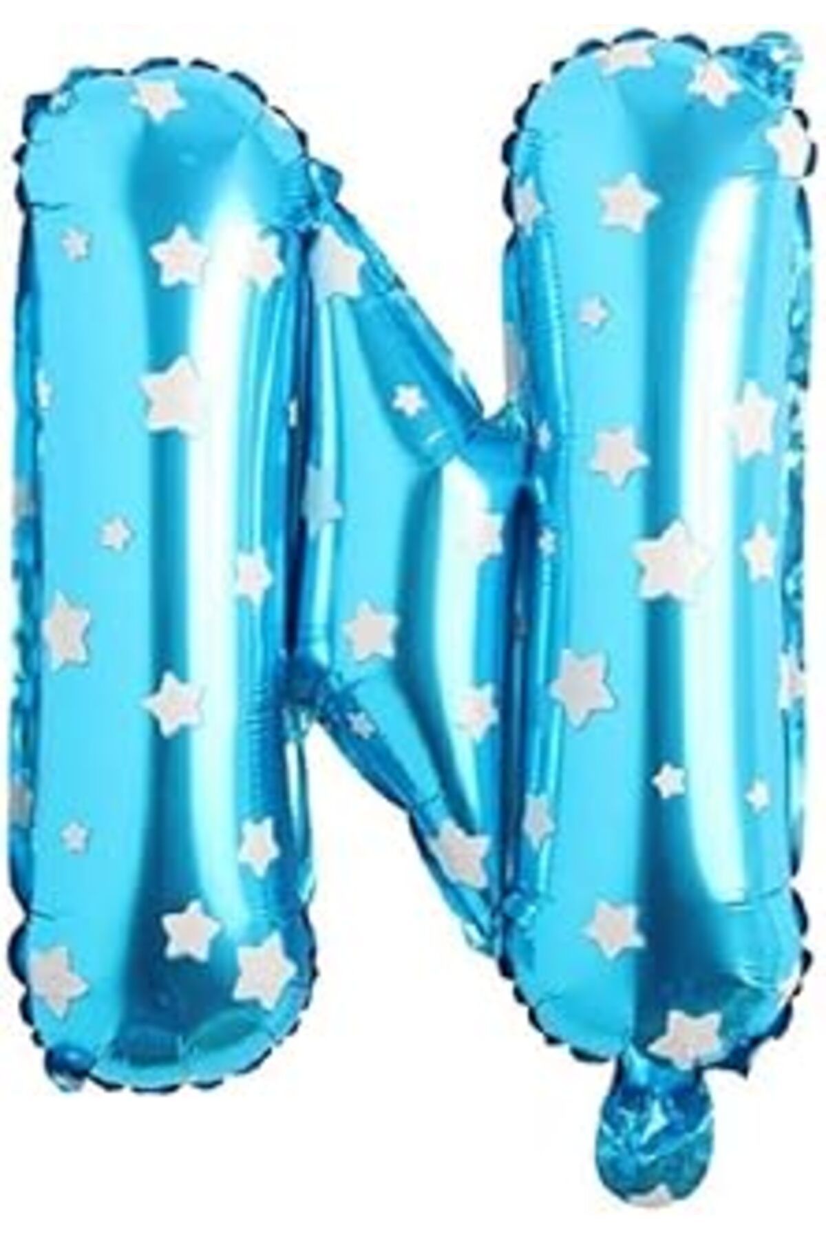 Karachil Parti Vitrini N Harfi 16 İnç Mavi Yıldızlı Renk Folyo Balon 36 Cm (Mavi)