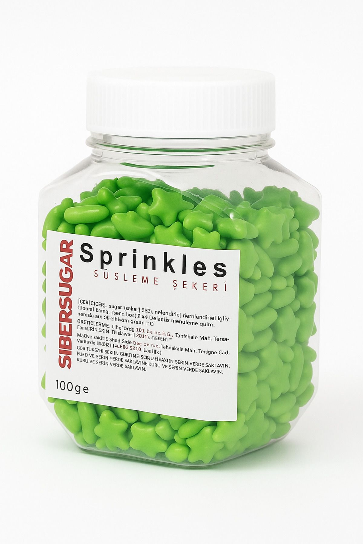 Sprinkles Renkli Süsleme Şekerleri Yıldızlı Yeşil 100g