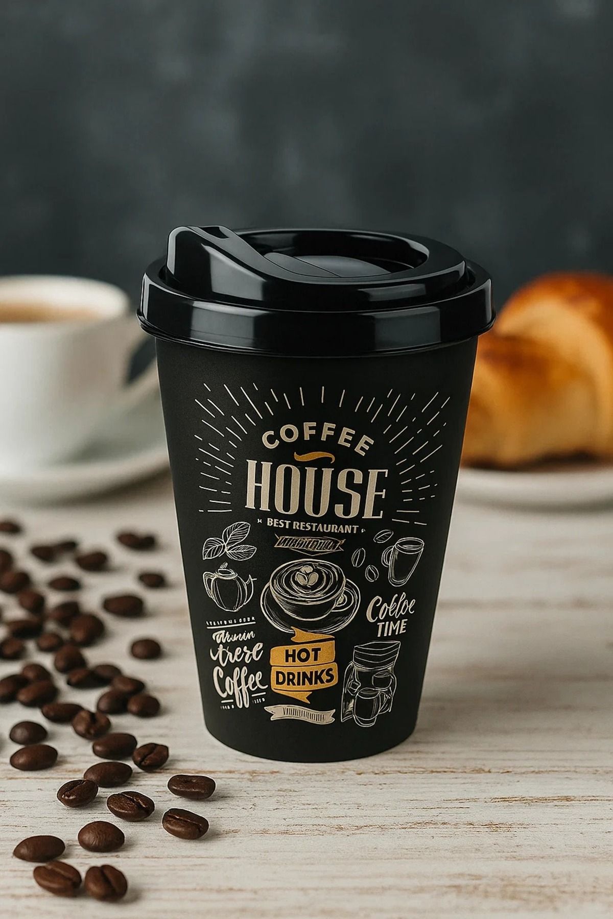 Home Büyük Boy Kahve Bardağı 400 ml 14OZ Ofis ve Ev Kullanımı İçin Karton Bardak