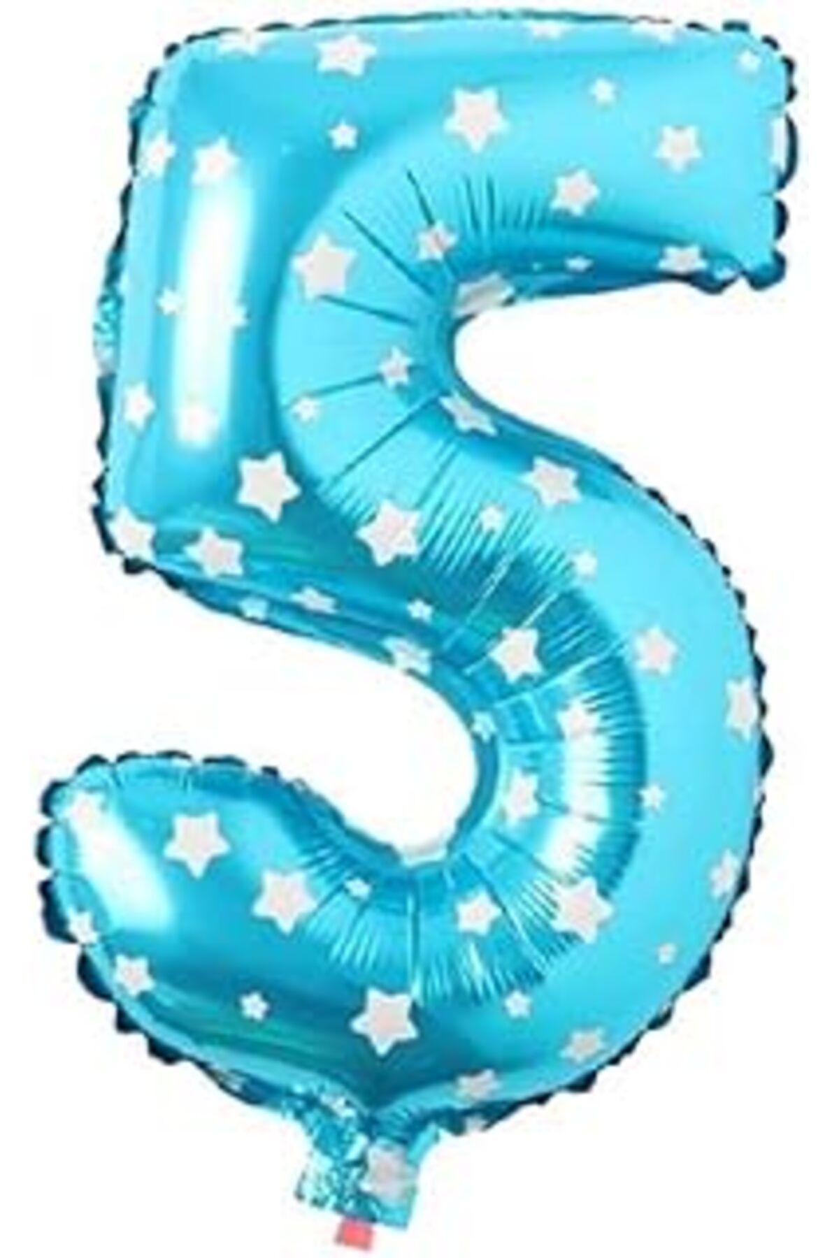 Karachil Parti Vitrini 5 Rakamlı 16 İnç Mavi Yıldızlı Folyo Balon 36 Cm (Mavi)