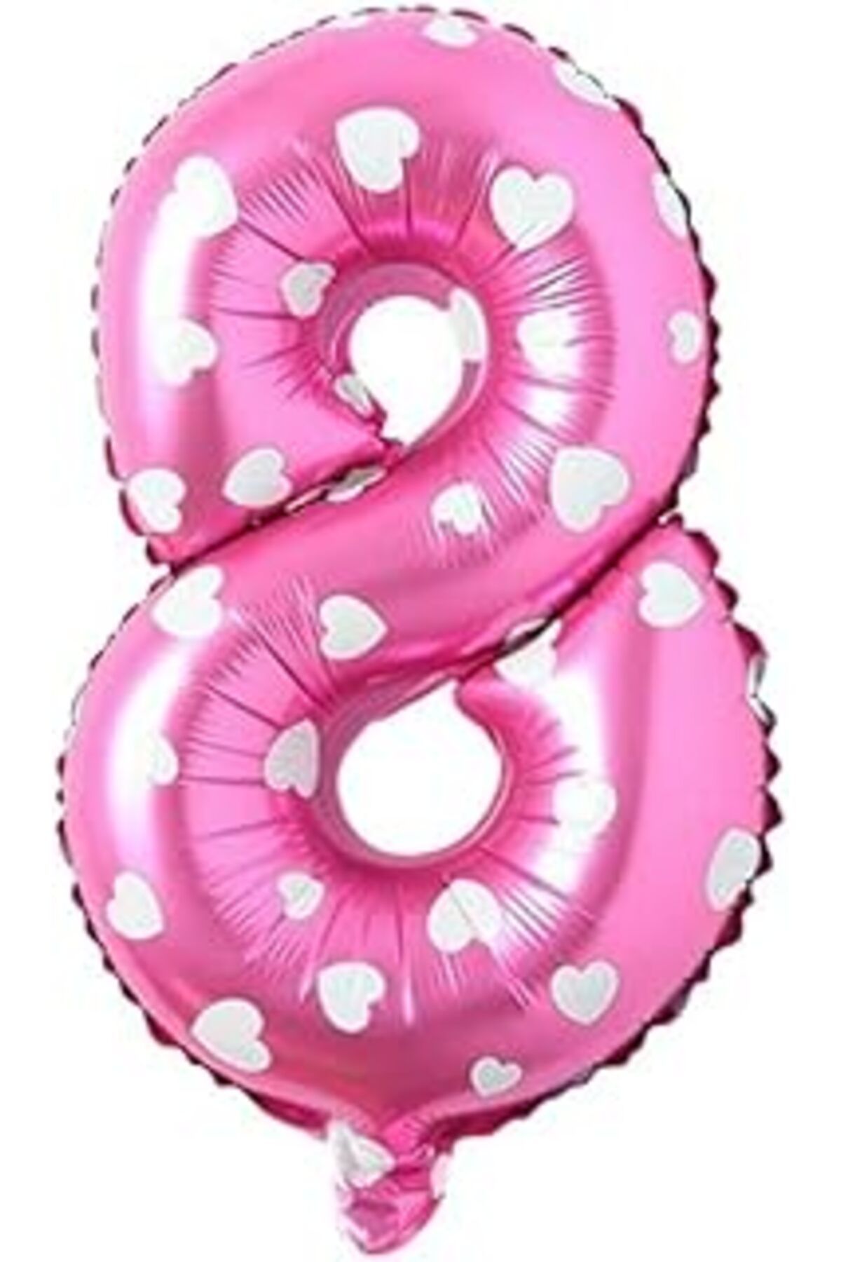 Roses Store Parti Vitrini 8 Rakamlı 16 İnç Pembe Kalpli Folyo Balon 36 Cm (Pembe)