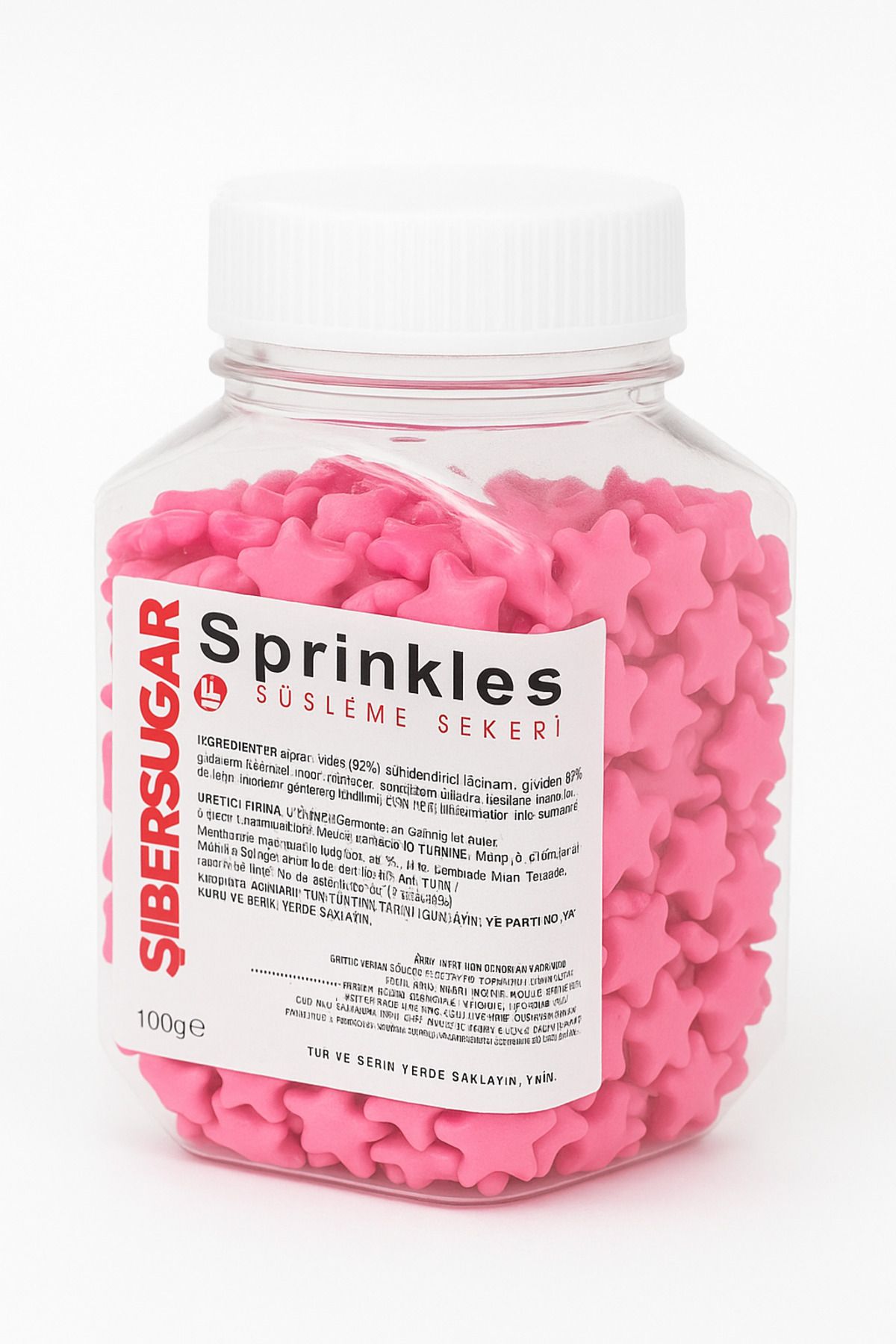 Sprinkles Renkli Süsleme Şekerleri Yıldızlı Pembe 100g