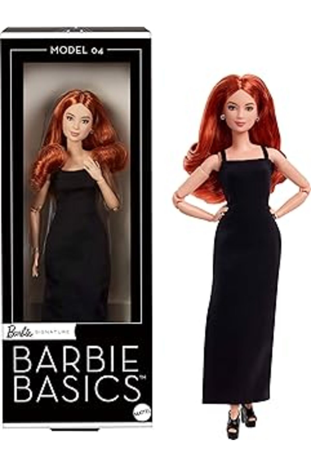 Karachil Barbie Basics™ İkonik Koleksiyon Bebekler - Kızıl Barbie Basics Koleksiyona Uygun Bebek, Siyah Elbi