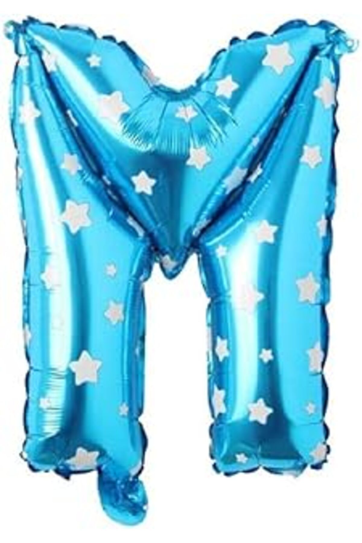 Roses Store Parti Vitrini M Harfi 16 İnç Mavi Yıldızlı Renk Folyo Balon 36 Cm (Mavi)