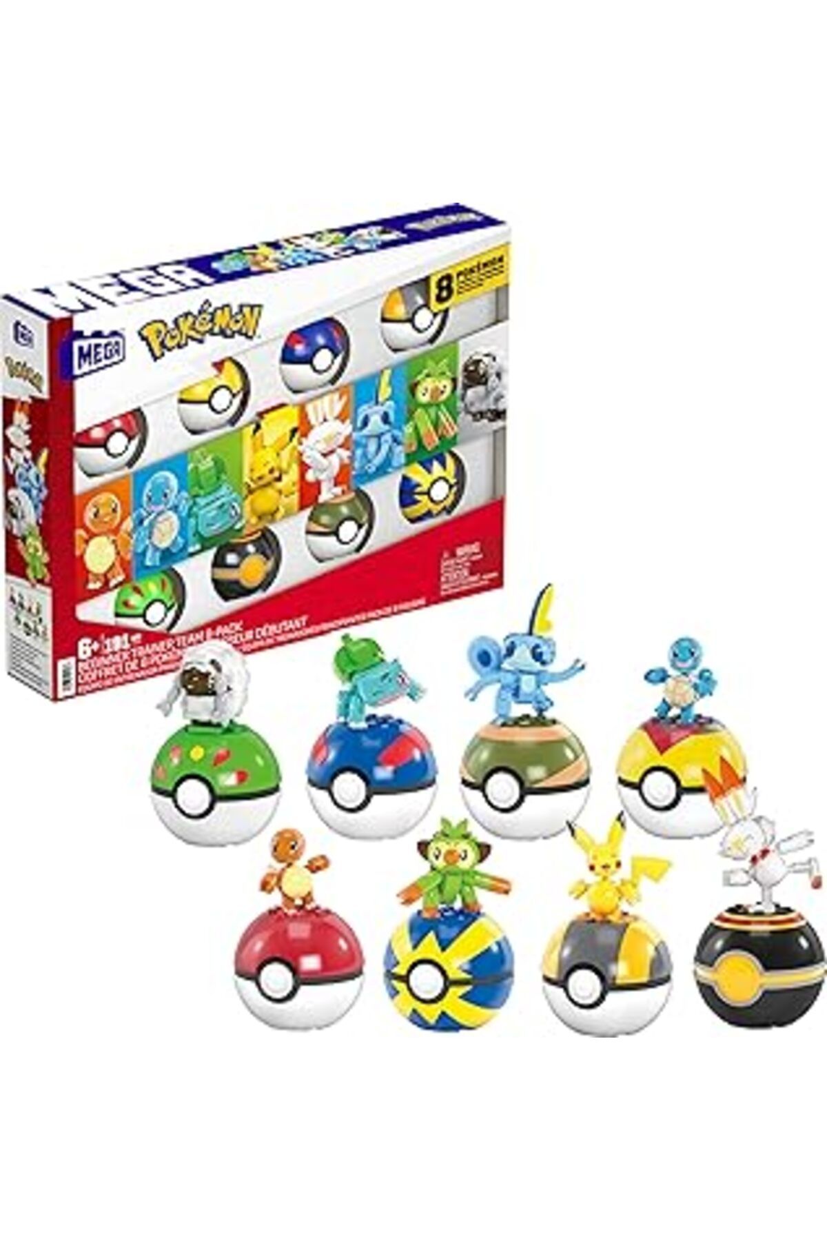 Pazarcan Mega Brands Pokémon Beginner Trainer Team 8-Pack, Oyuncak