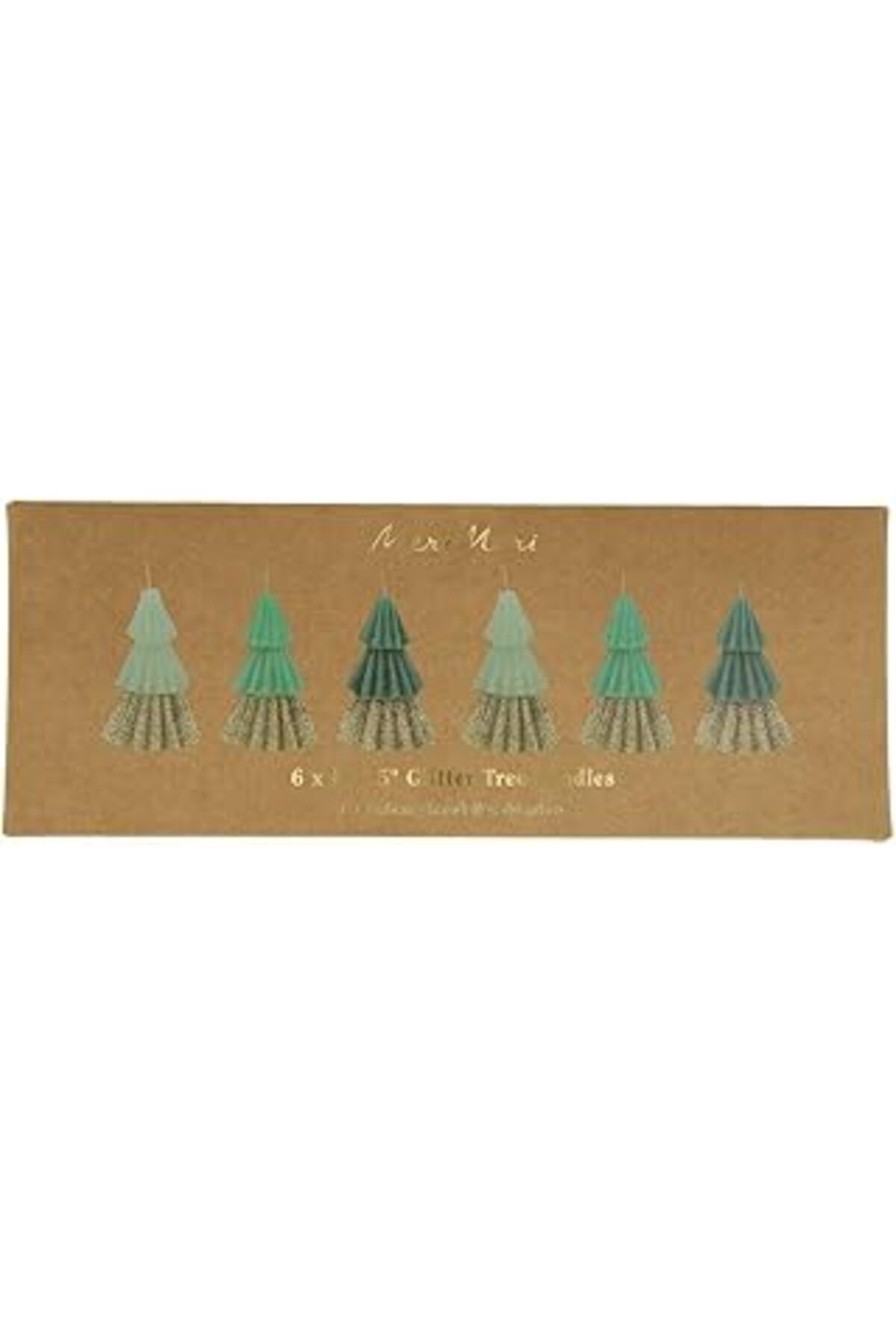 Karachil Meri Meri - Green Mini Tree Candles - Yeşil Mini Ağaç Mumlar (6'Lı)