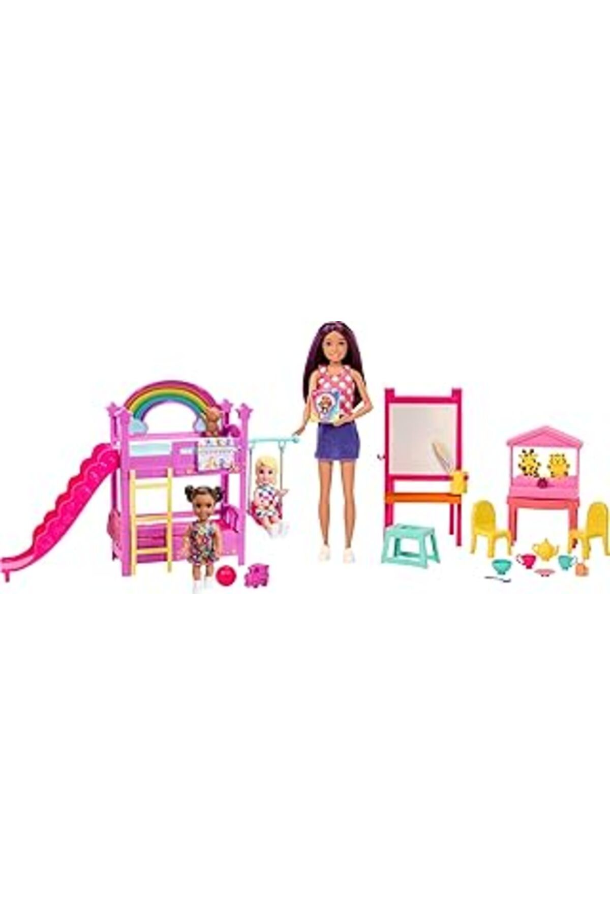 Karachil Barbie Skipper Bebek Bakıcılığı Eğlencesi Oyun Seti 3 Bebek, Mobilya Ve 15'Ten Fazla Aksesuar Ile B