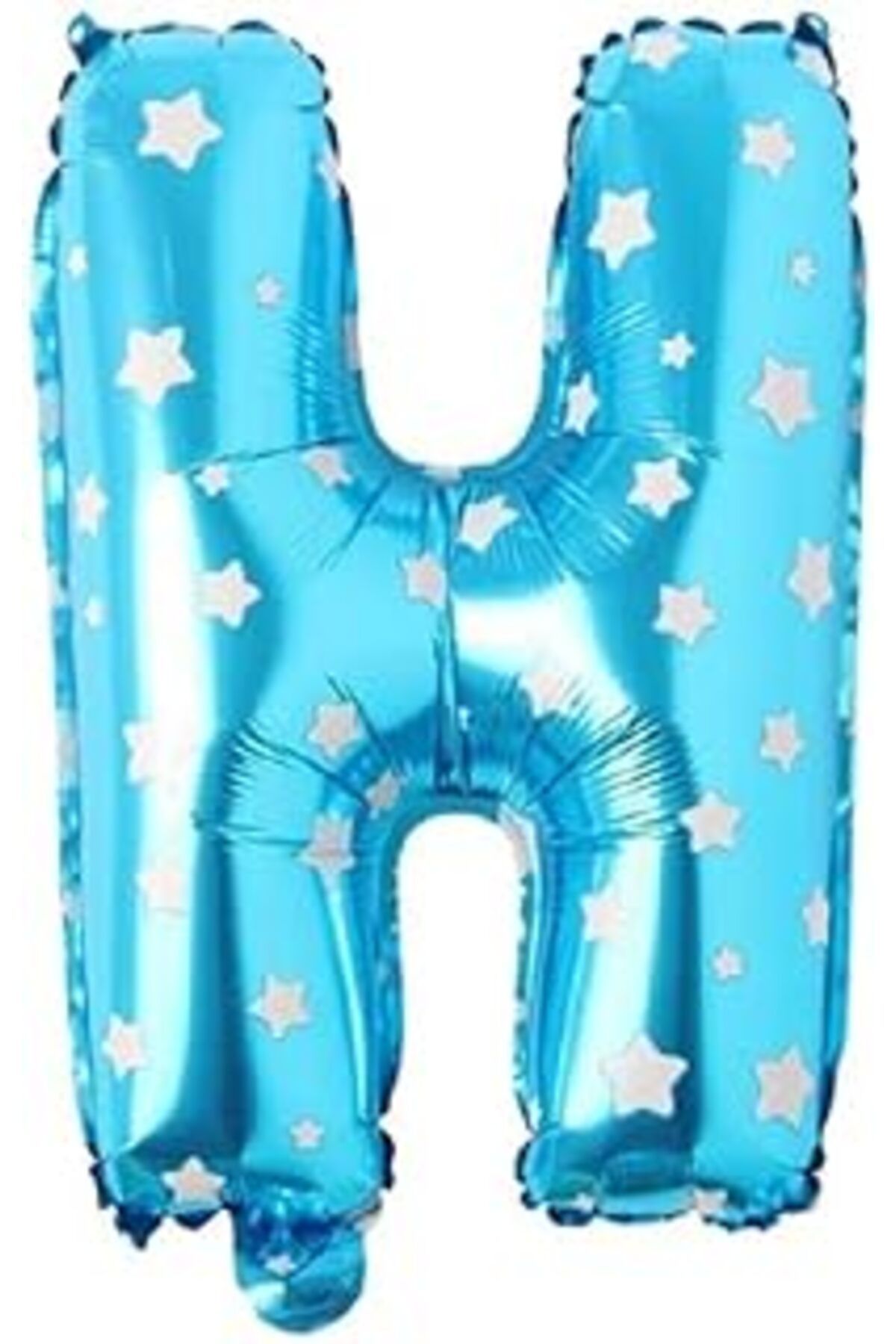 Roses Store Parti Vitrini H Harfi 16 İnç Mavi Yıldızlı Renk Folyo Balon 36 Cm (Mavi)