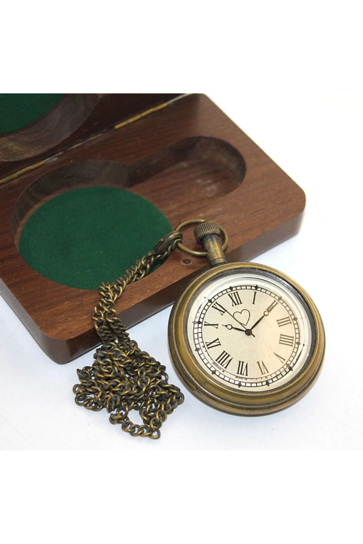 shop Ahşap Kutulu Pirinç Köstekli Saat Model 5