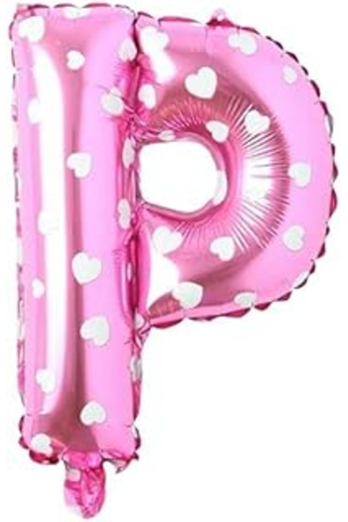 Karachil Parti Vitrini P Harfi 16 İnç Pembe Kalpli Renk Folyo Balon 36 Cm (Pembe)