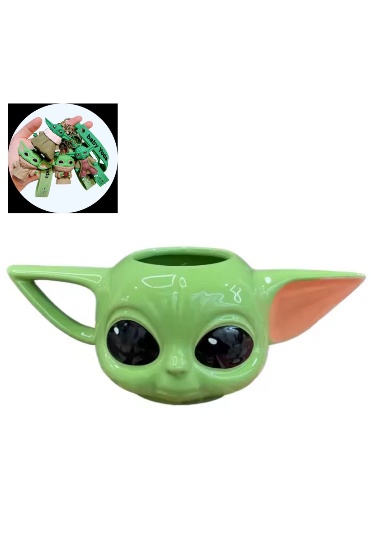 Wolawood Özel Üretim 3D Baby Yoda Seramik Kupa Bardak 1 Adet Anahtarlık Hediyeli The Mandolin Serisi Grogu