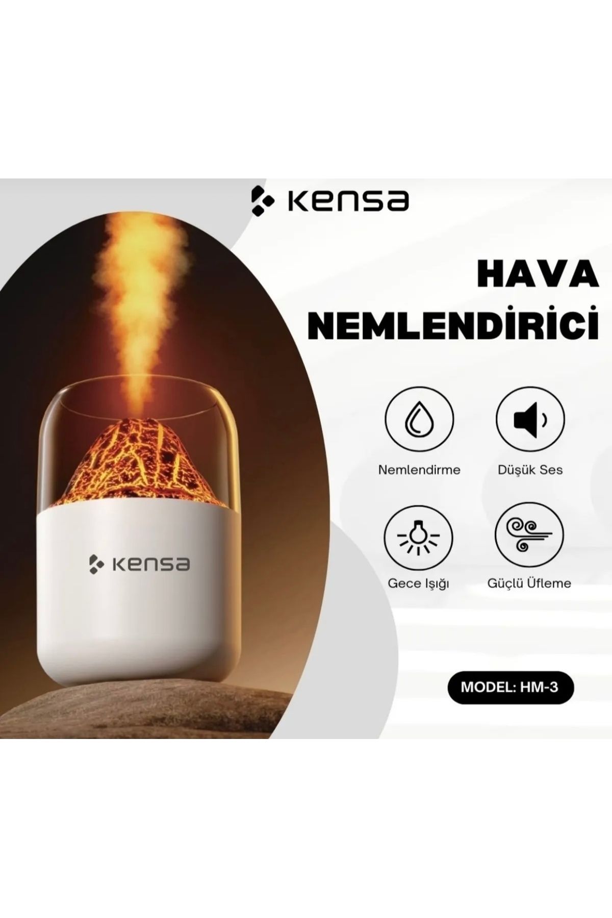 Kensa Hava Nemlendirici 300 ML Ledli ve Ultra Sessiz Küçük Boy